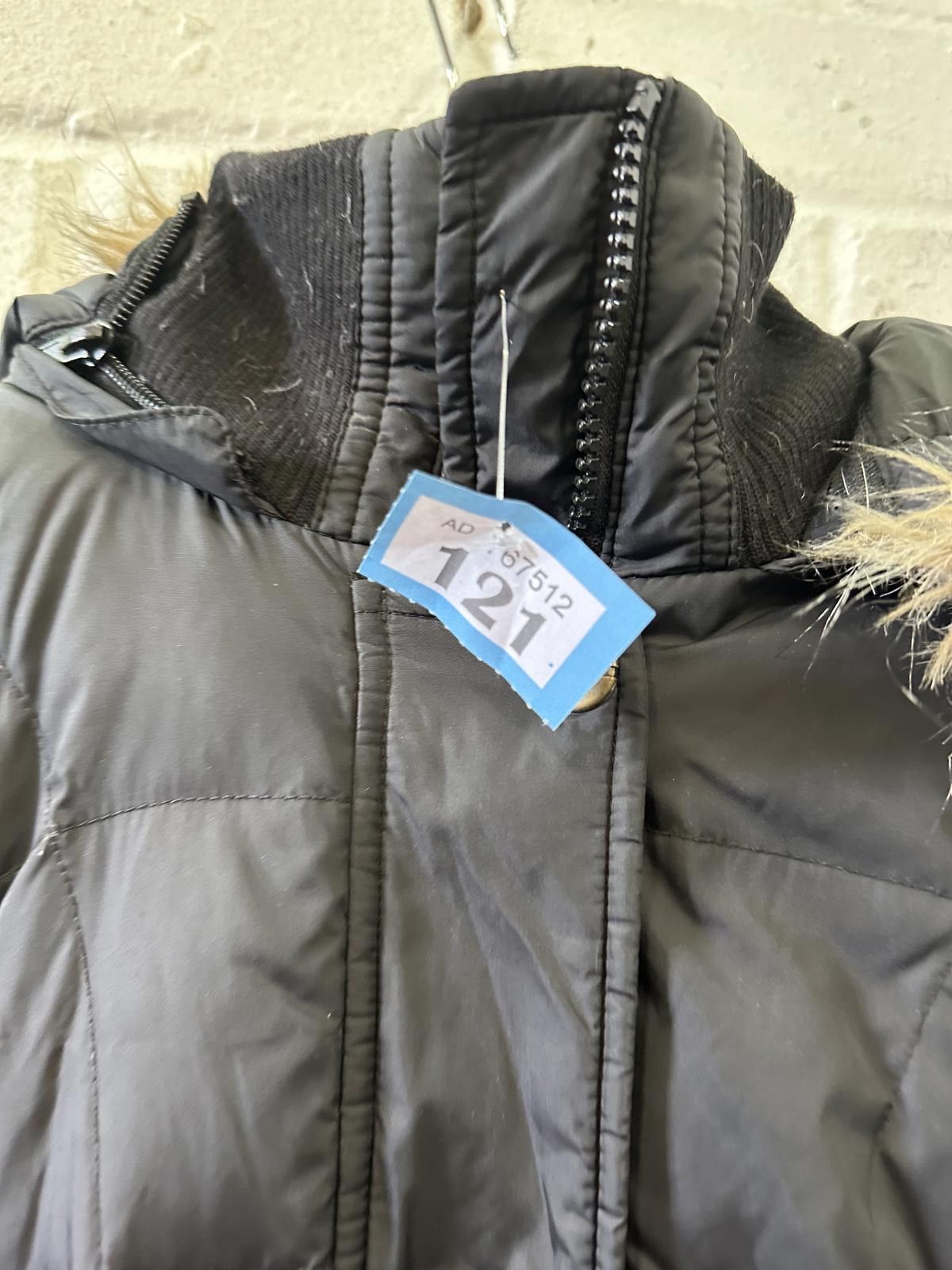 Unknown London Black Quilted Women's Winter Coat with Faux Fur Hood Size S / US 4 / IT 40 - 2 Thumbnail