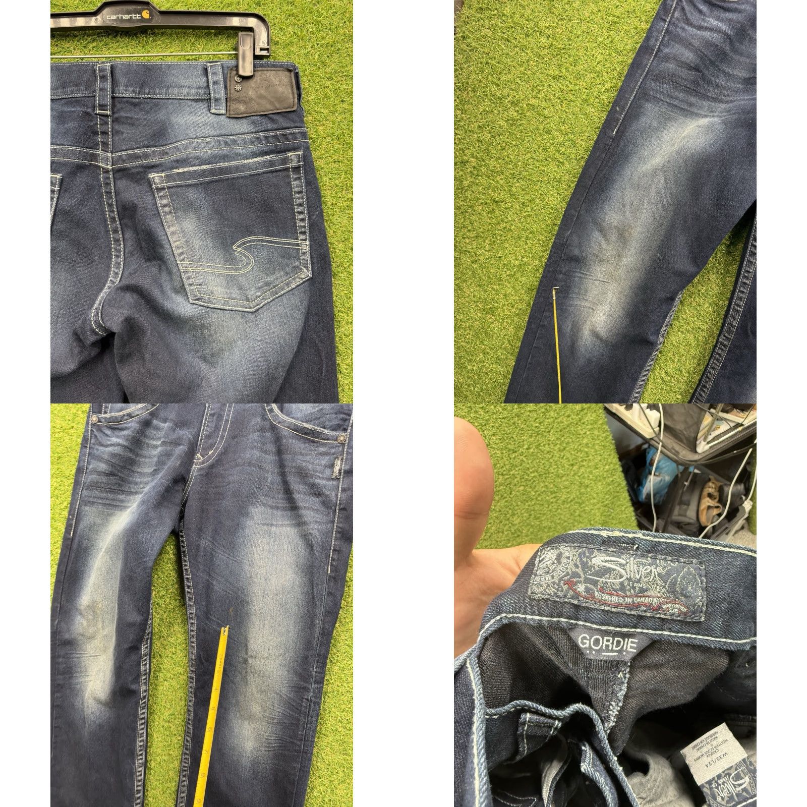 Silver Jeans Co. VINTAGE Silver Jeans Gordie Buckle Buckle Bke Relaxed Straight Jeans 33x34 Dark Blue 90s Grunge Mens Size US 33 - 8 Thumbnail