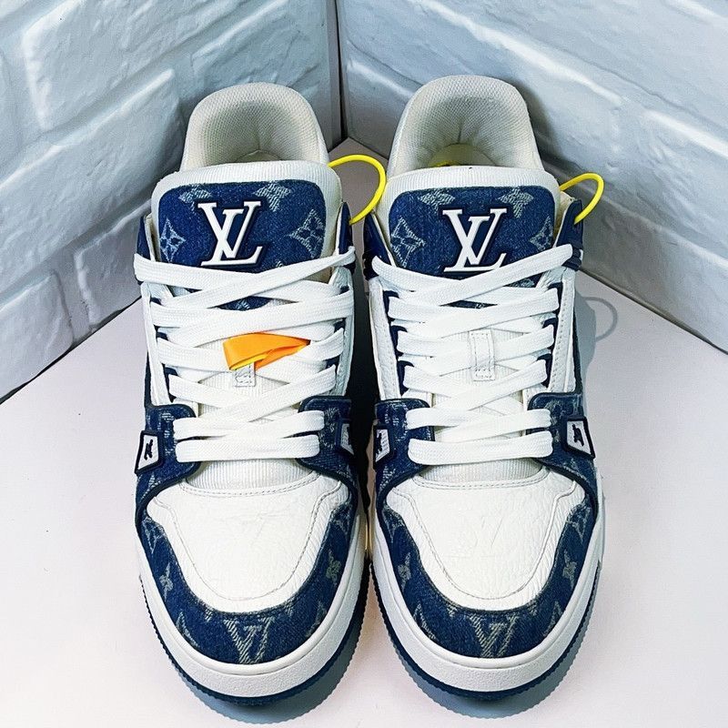 Louis Vuitton Louis Vuitton Denim Leather Trainer Low Top Sneakers -2508 Size US 9.5 / EU 42-43 - 2 Thumbnail