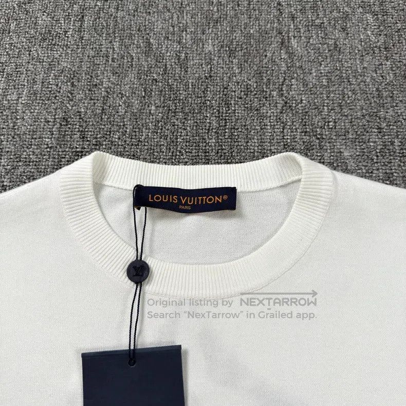 Louis Vuitton Louis Vuitton 24 White Large Logo Ice Knit Short Sleeves Size US M / EU 48-50 / 2 - 3 Thumbnail