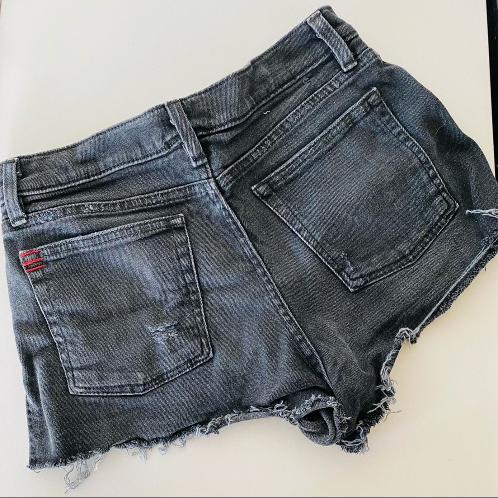 Urban Outfitters BDG Washed Black CutOff Denim Mini Jean Shorts Mid High Rise Size 28" / US 6 / IT 42 - 7 Thumbnail