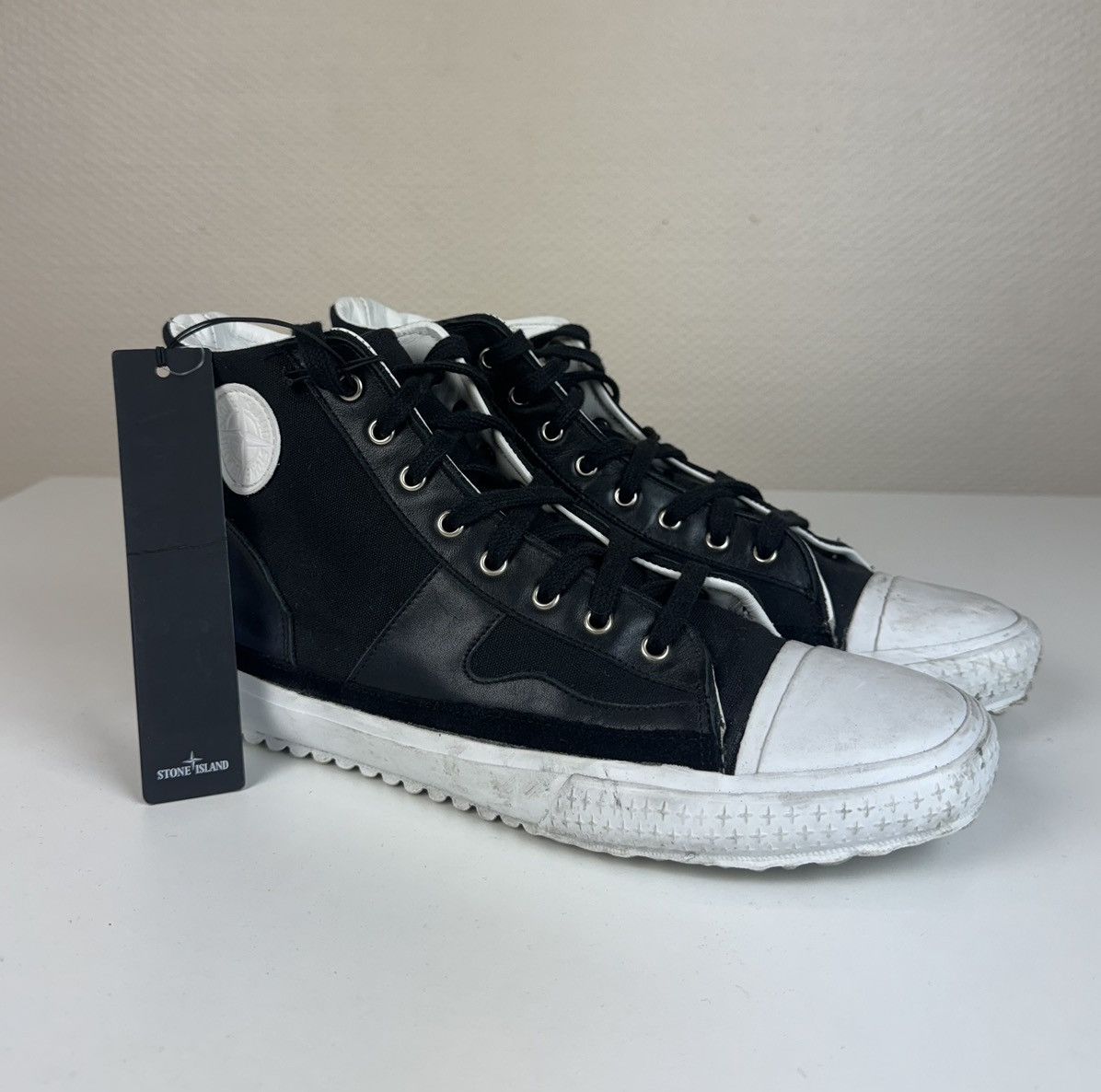 Stone Island Stone island leather tissue trainers high top sneakers 43 Size US 9.5 / EU 42-43 - 2 Thumbnail