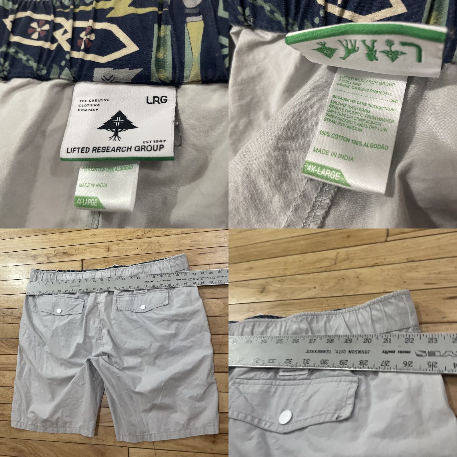 Vintage LRG Cargo Shorts Men 4XL Lifted Research Group Cat Graphic Gray 44x10 Regular Cotton Drawstring Pockets Logo Fashion Casual Streetwear Mens Size US 39 - 8 Thumbnail
