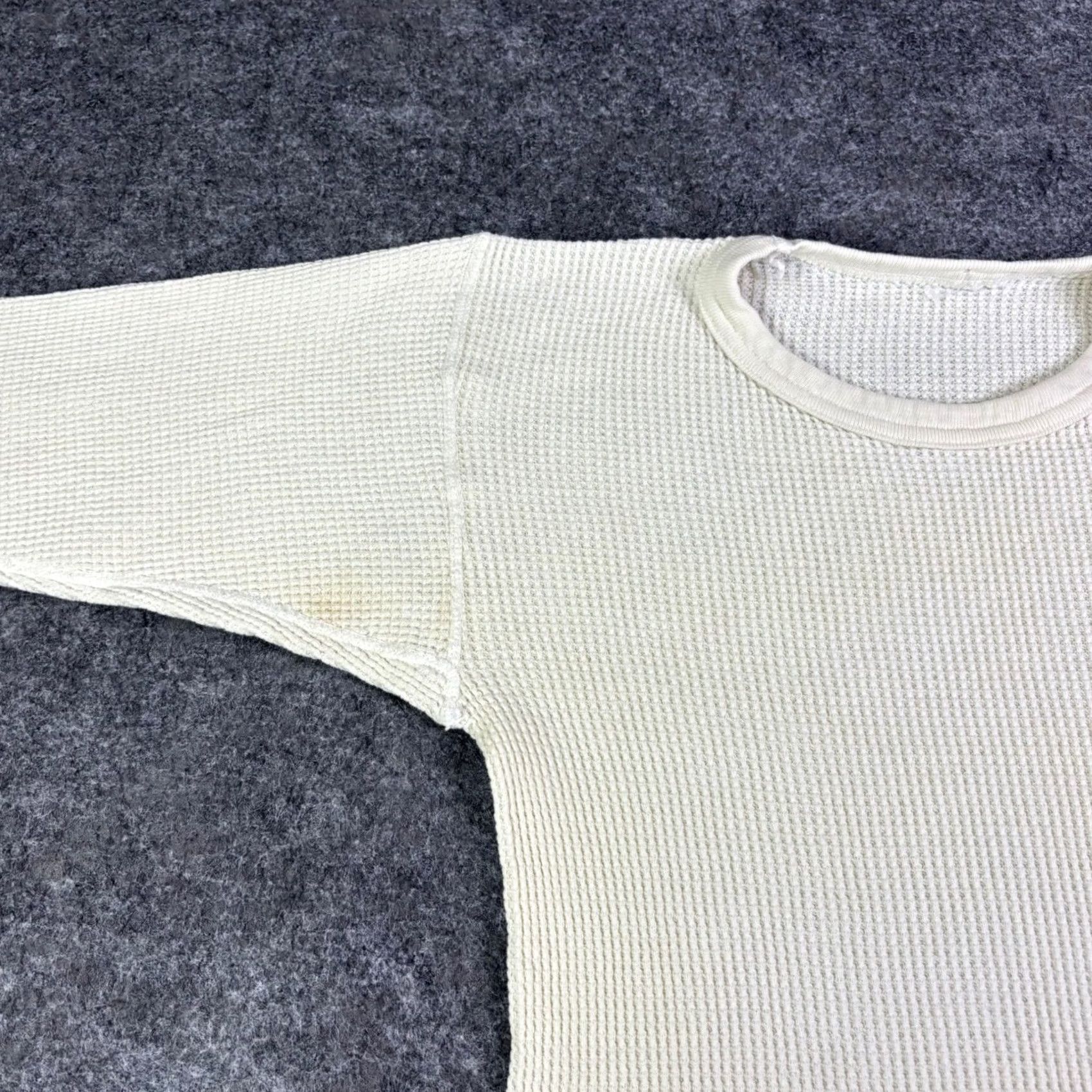 Vintage VINTAGE Thermal Waffle Knit Long Sleeve Shirt Cream Off-White Crew Neck Medium Mens 1990s Size US M / EU 48-50 / 2 - 6 Thumbnail