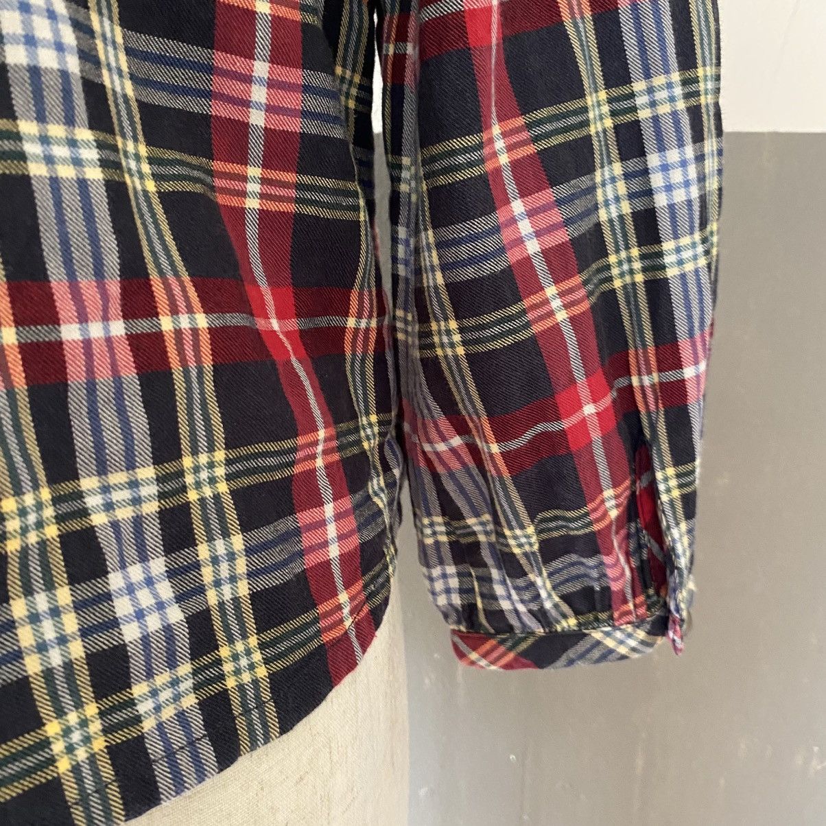 Japanese Brand Mezzo Piano Red Navy Check Long Sleeve Blouse Size S / US 4 / IT 40 - 11 Thumbnail