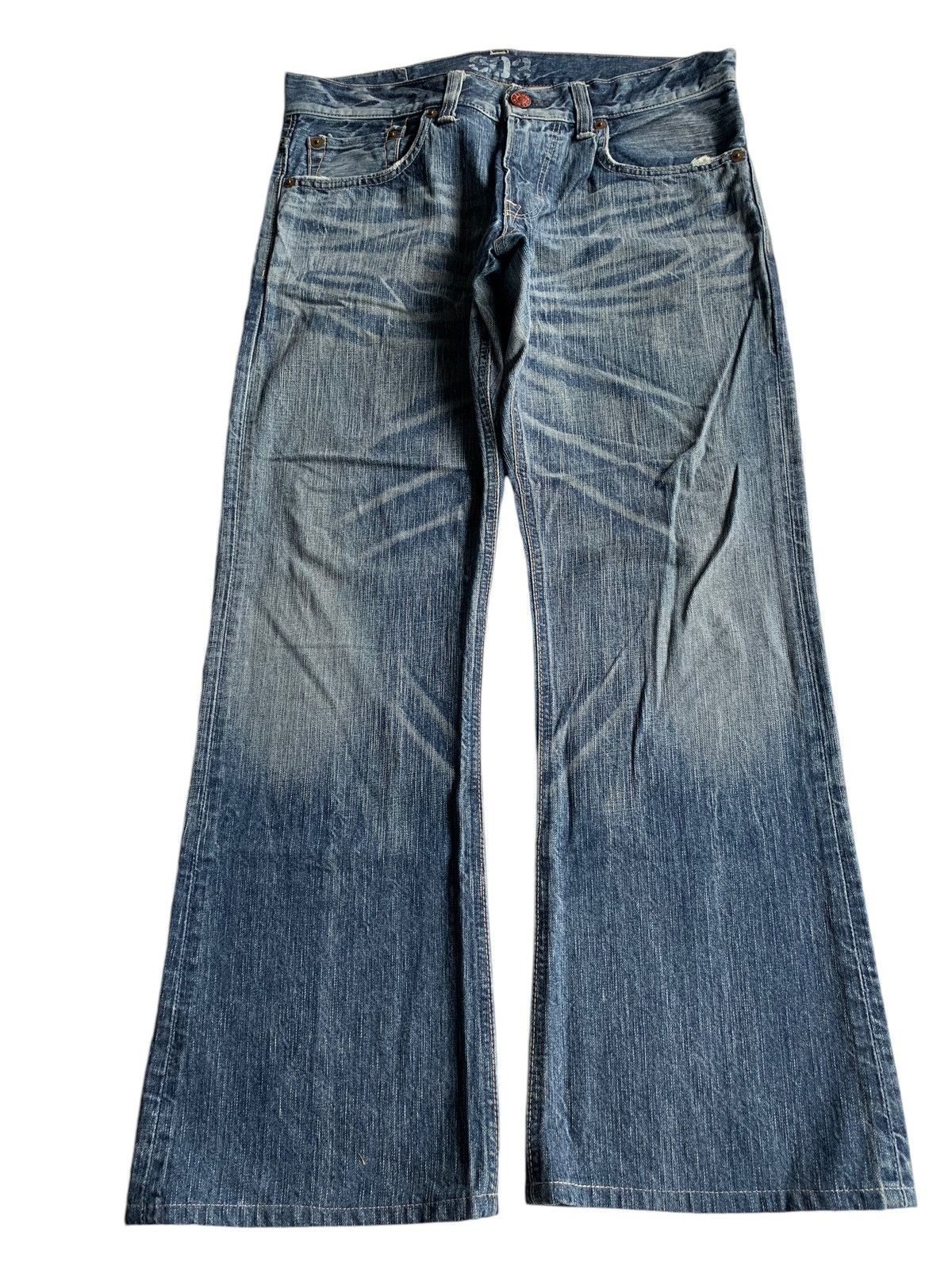 FLARE💥EDWIN 503 BLUE TRIP FADED & RUSTY PUNK STYLE DENIM☠️🎌