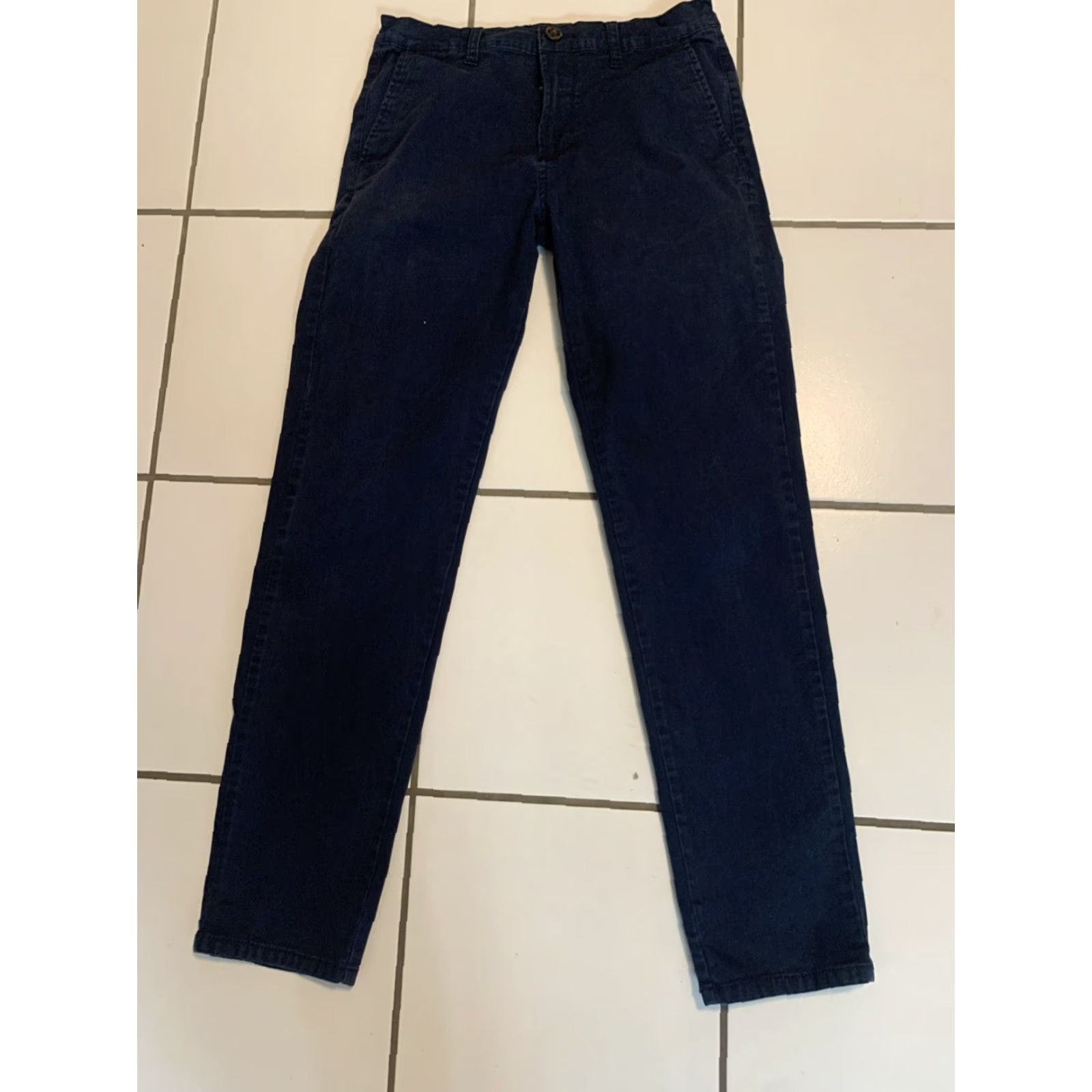Vintage VINTAGE Arizona Slim Chino Pants Mens 29x32 Blue Slim Fit Flat Front Button 98% Cotton 2% Spandex Regular Size US 29 - 2 Thumbnail