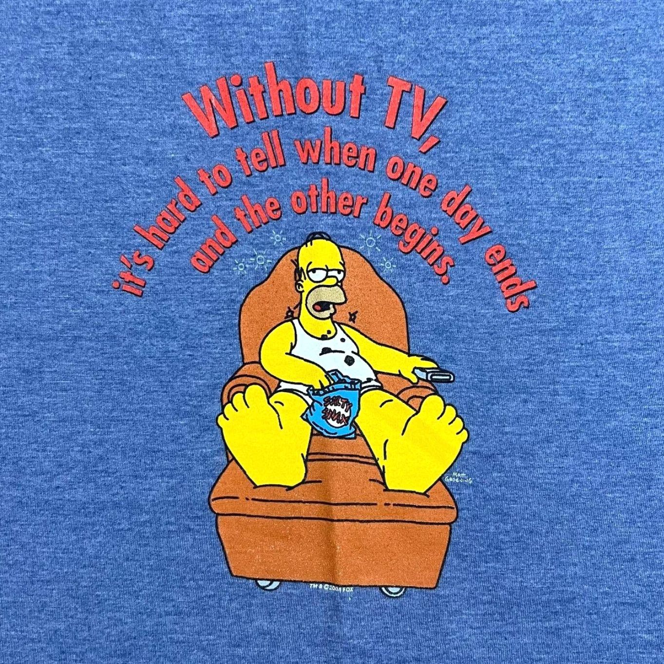 Vintage Vintage The Simpsons "Without TV" T-Shirt XL Blue Ringer BHS 2004 Men Short Sleeve Graphic Print Size US XL / EU 56 / 4 - 2 Thumbnail
