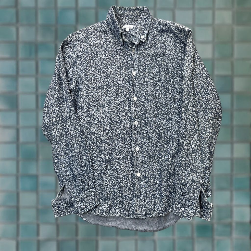 Steven Alan VINTAGE Steven Alan Shirt Mens Small Blue Ditsy Floral Print Rounded Hem Button Down Size US S / EU 44-46 / 1 - 1 Thumbnail