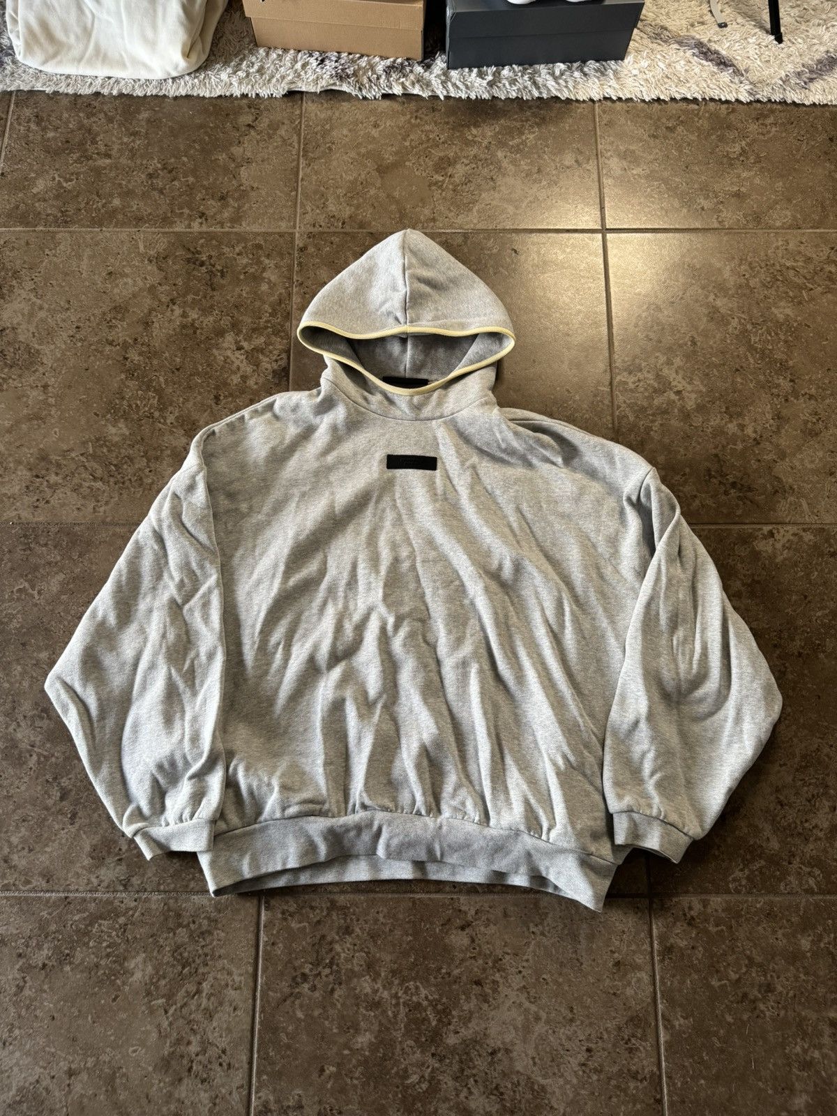 Essentials Fear Of God Essentials Light Heather Grey/ Yellow Hoodie Size US XL / EU 56 / 4 - 1 Thumbnail