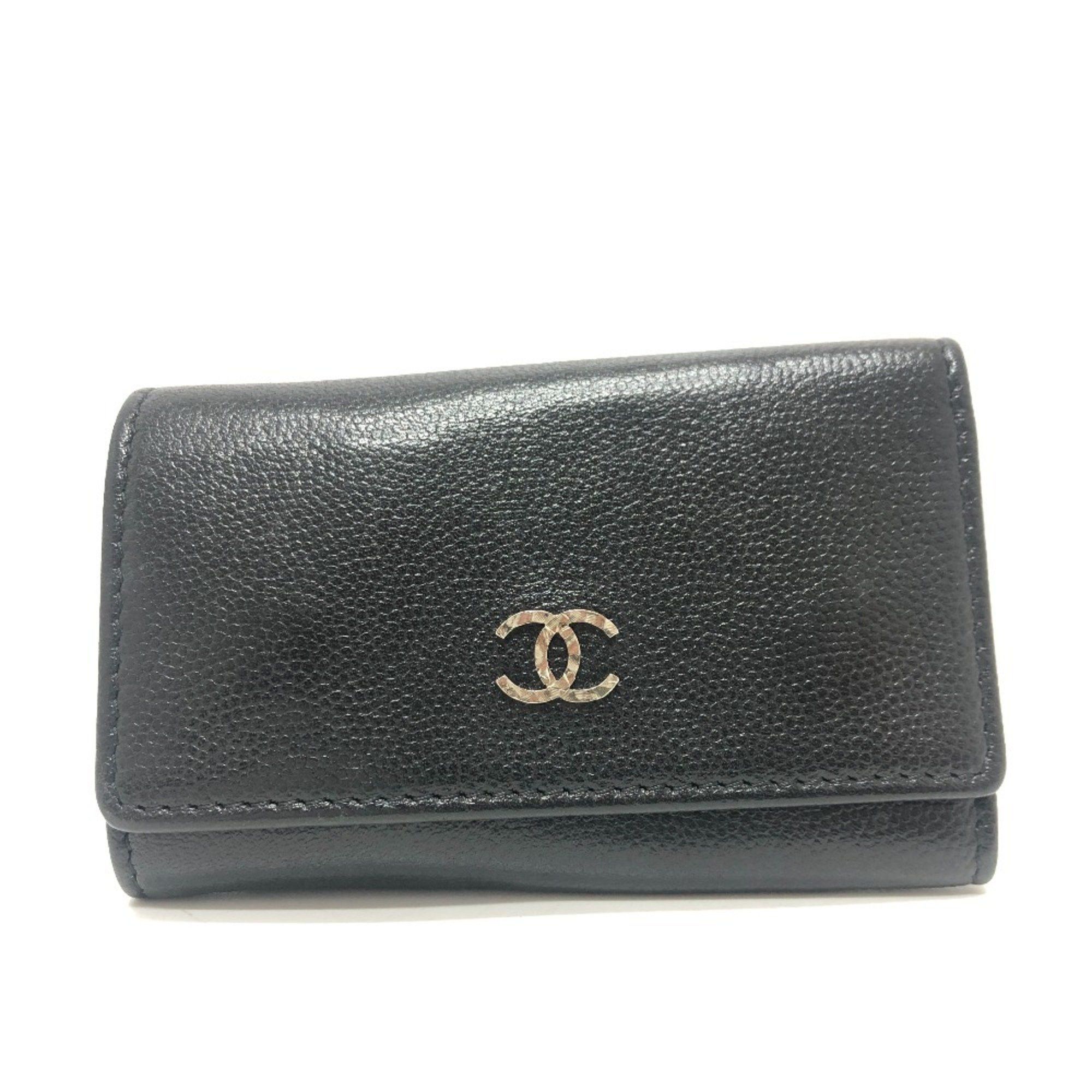 Chanel CHANEL Brilliant Coco Mark 6-Key Key Case Soft Caviar Skin Women's Black Size ONE SIZE - 1 Thumbnail