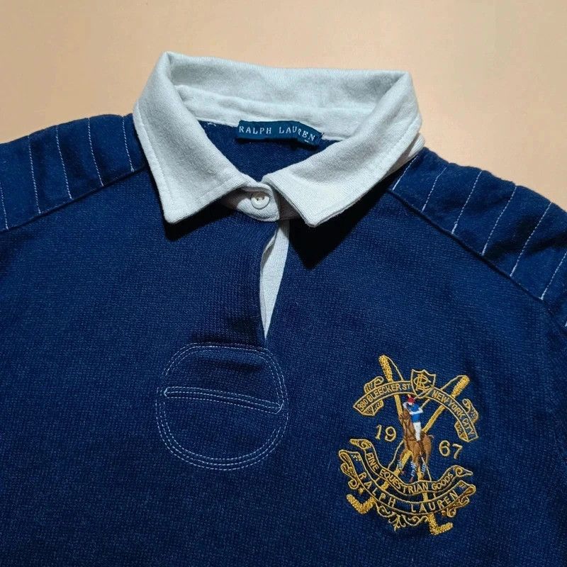 Ralph Lauren Ralph Lauren Blue Cashmere Blend Polo Shirt M Big Logo Size US M / EU 48-50 / 2 - 6 Thumbnail