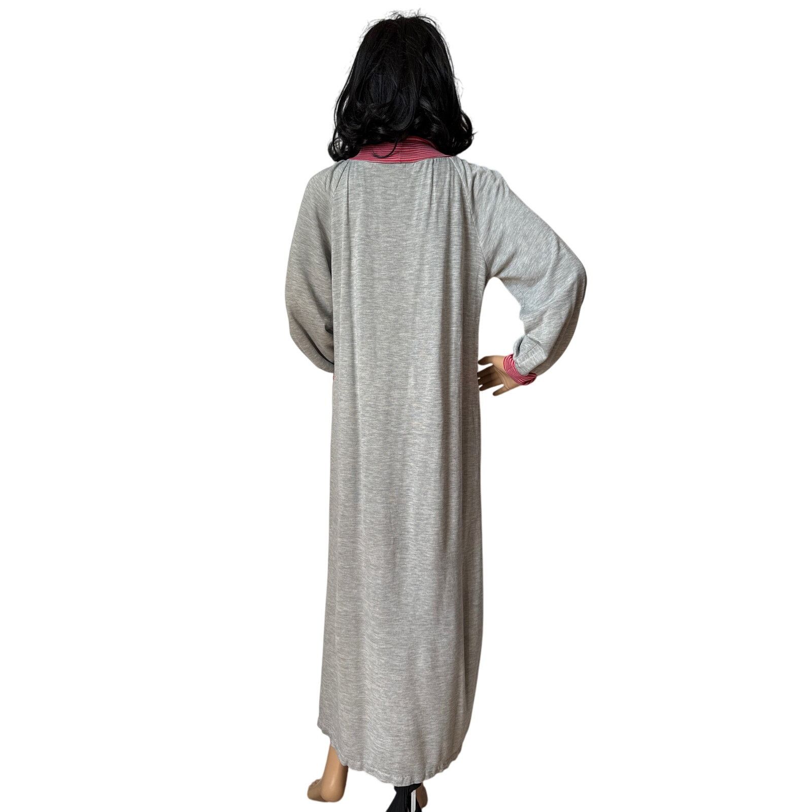 Vintage American Vtg Sears JR Bazaar turtleneck maxi dress gray red Size M / US 6-8 / IT 42-44 - 3 Thumbnail