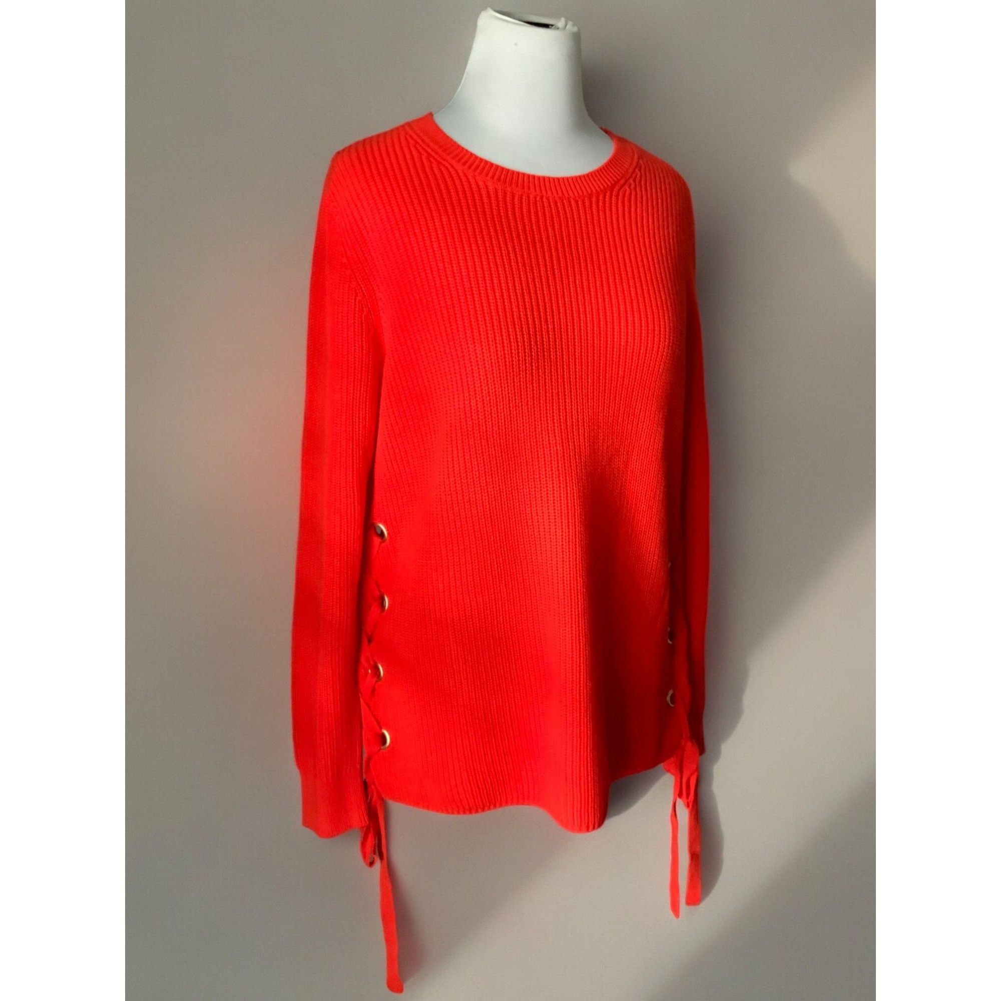 Michael Kors Michael Kors Sweater Orange Knit Side Tie Pullover Large Size L / US 10 / IT 46 - 10 Thumbnail