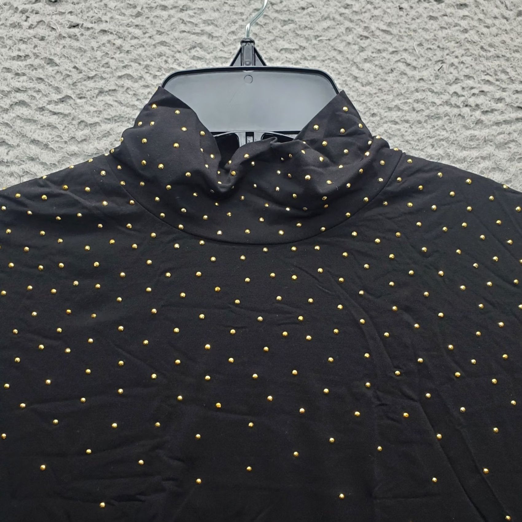 St. John St. John Blouse Womens Size L Black Beaded Short Sleeve Turtleneck Pullover Size L / US 10 / IT 46 - 8 Thumbnail