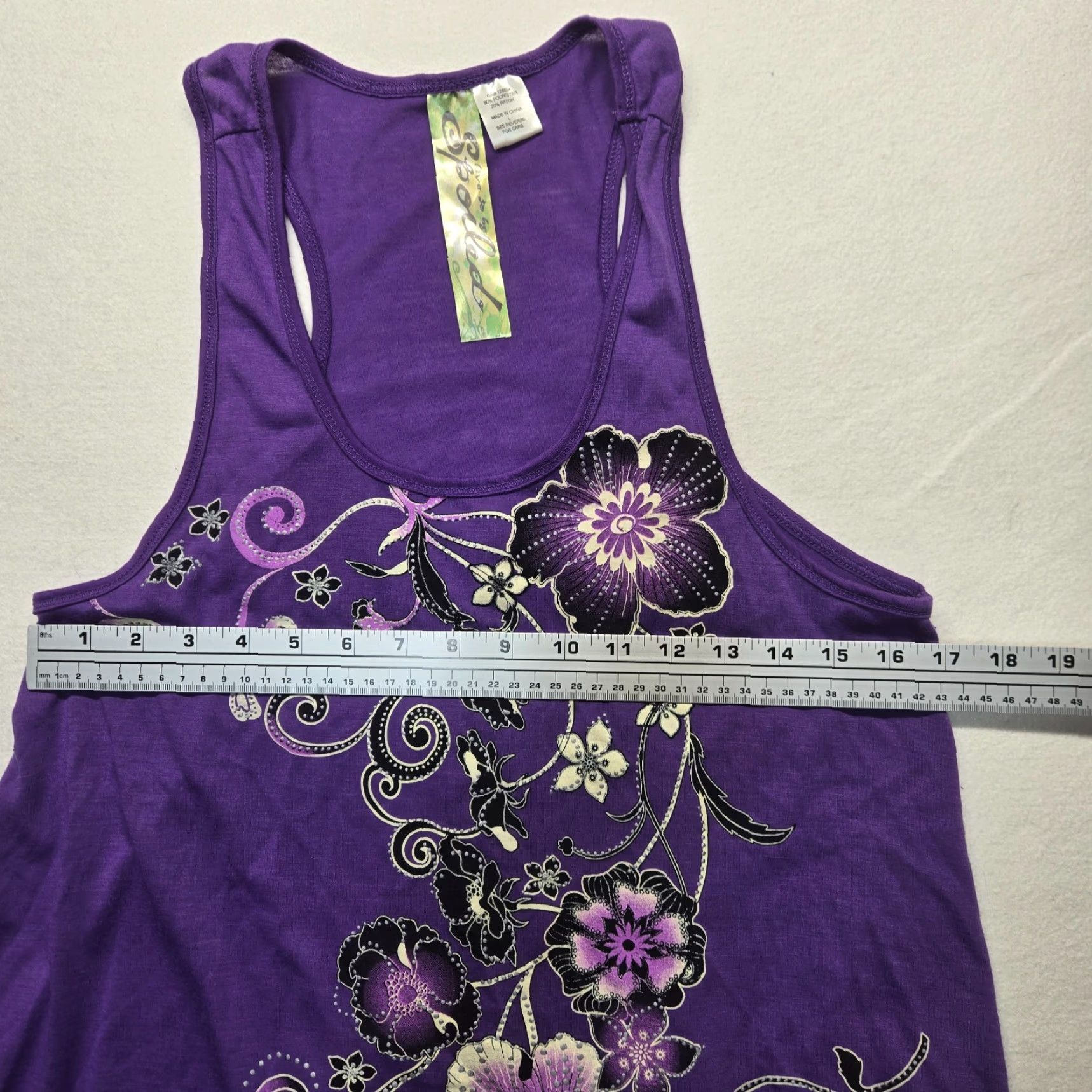 Vintage Live To Be Spoiled Shirt Tank Purple Floral Sleeveless Racerback L Women Size L / US 10 / IT 46 - 4 Thumbnail