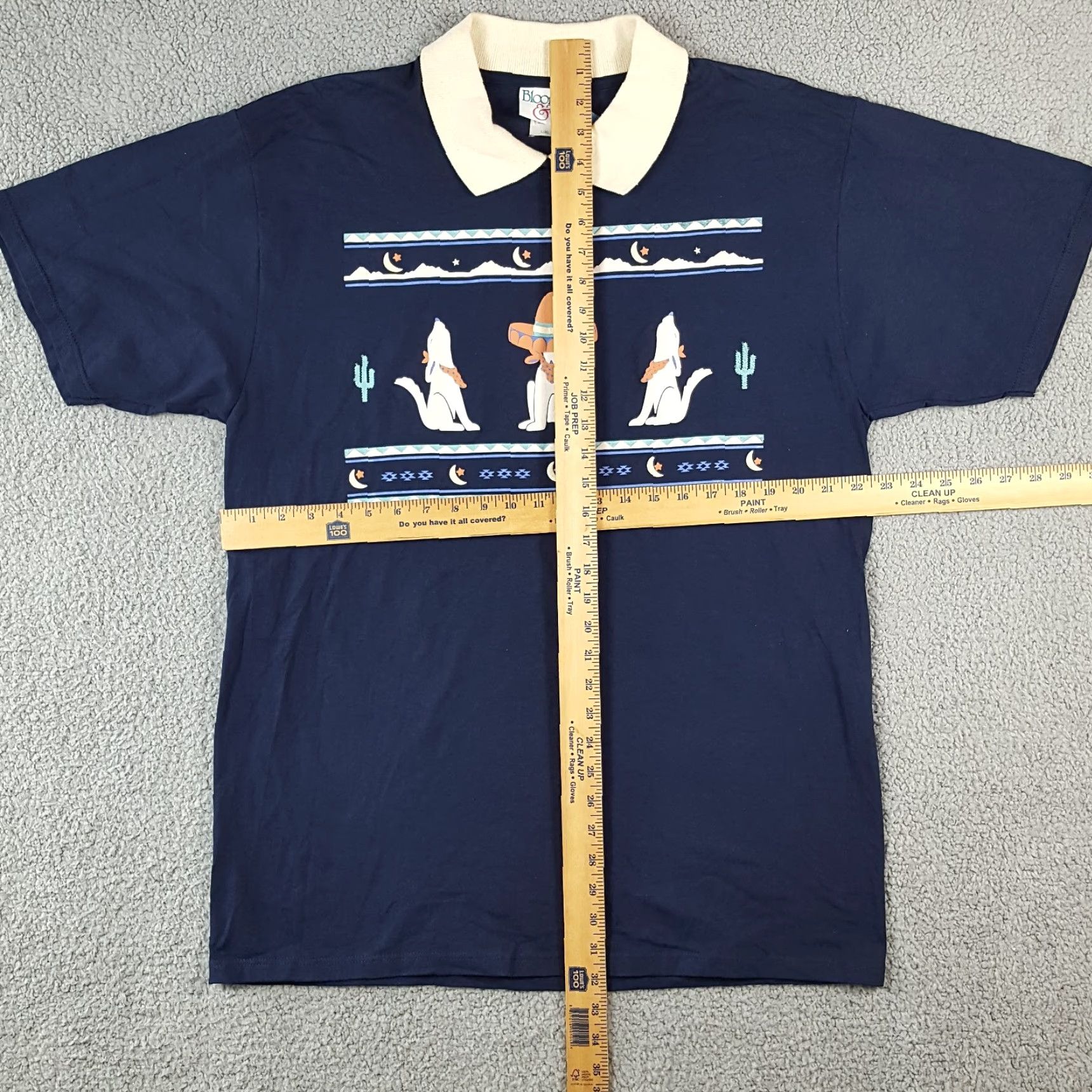 Vintage VINTAGE Blooming & Co Western Cowboy Dog T-Shirt Adult Large Blue Collared Solid Retro Y2K Mens Size US L / EU 52-54 / 3 - 6 Thumbnail