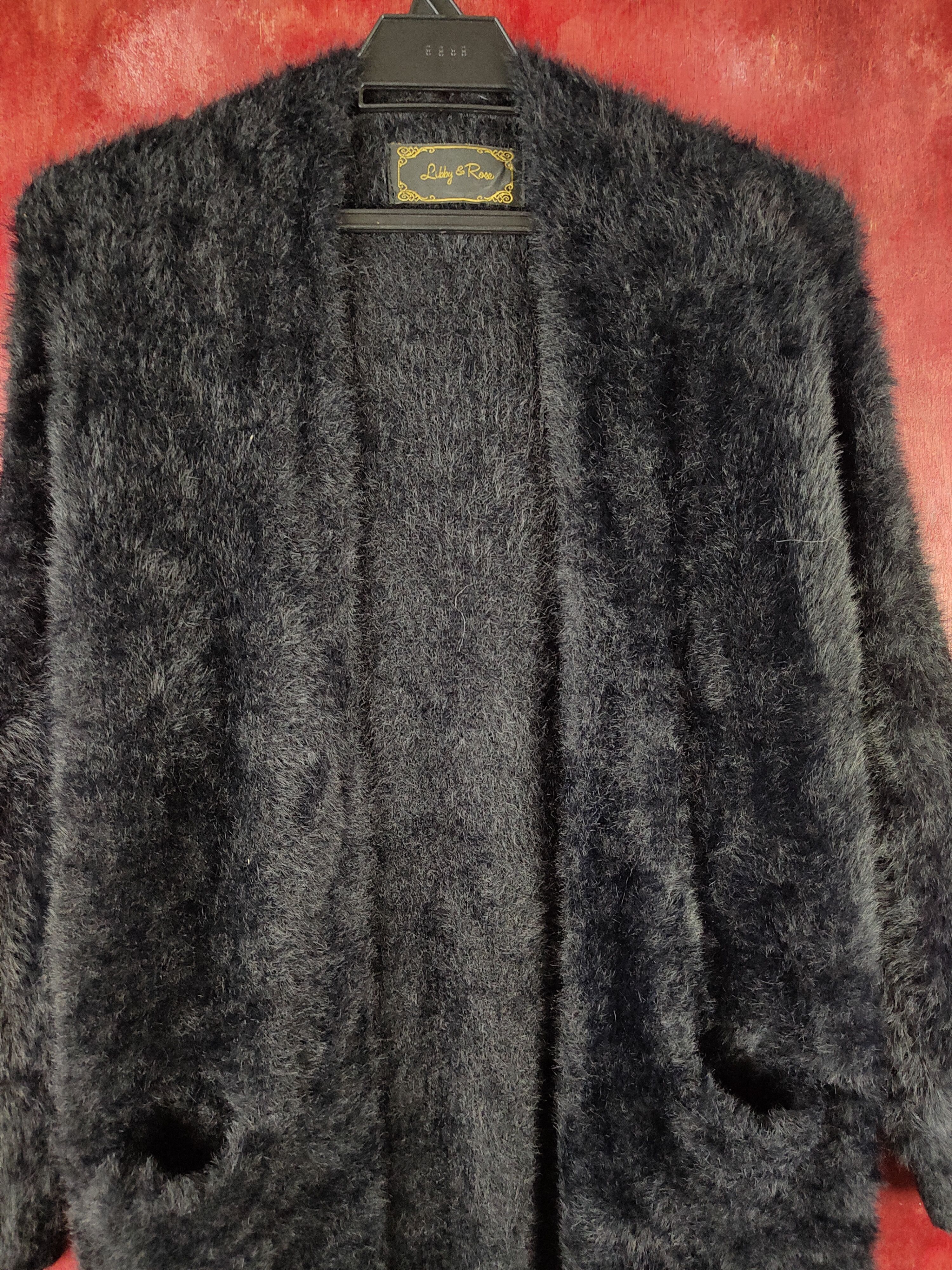 Homespun Knitwear Libby&Rose Black Fur Mohair Knitwear Cardigan #S1980 Size M / US 6-8 / IT 42-44 - 2 Thumbnail