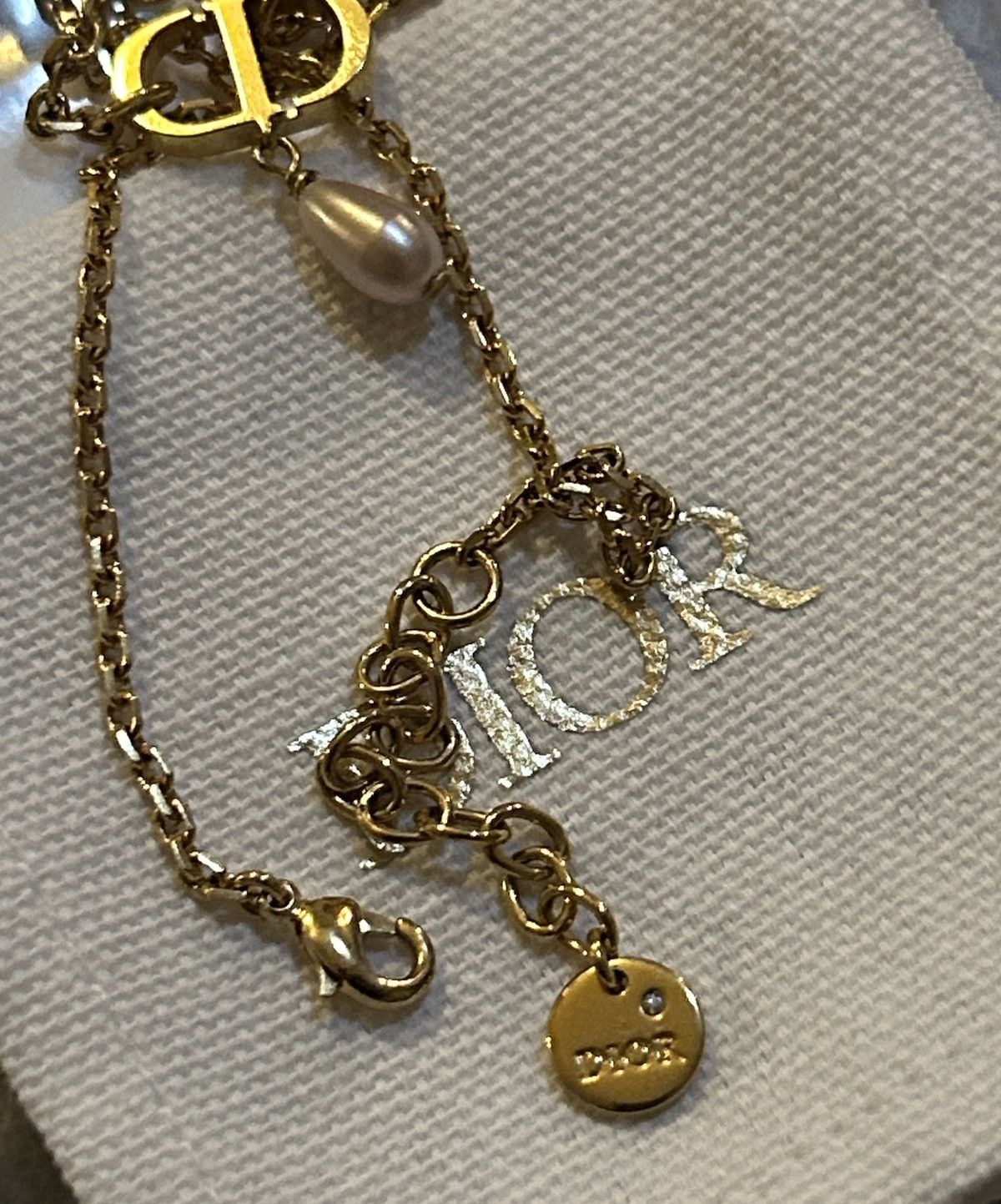 Dior Dior PETIT CD NECKLACE Gold-Finish Metal and Iridescent Size ONE SIZE - 3 Thumbnail