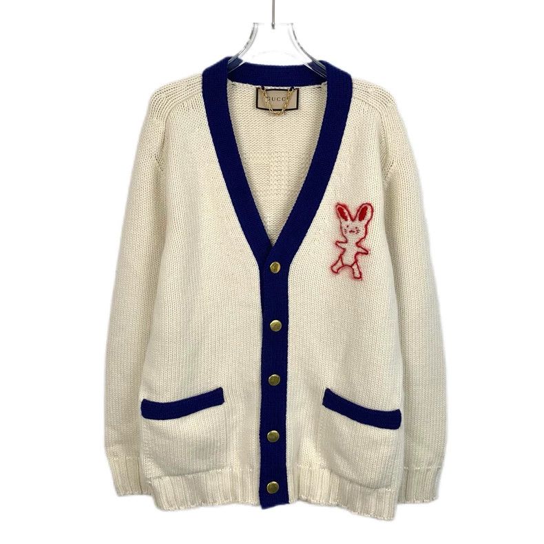 Gucci Gucci Beige rabbit embroidered wool V-neck long-sleeved kni Size US XS / EU 42 / 0 - 1 Thumbnail
