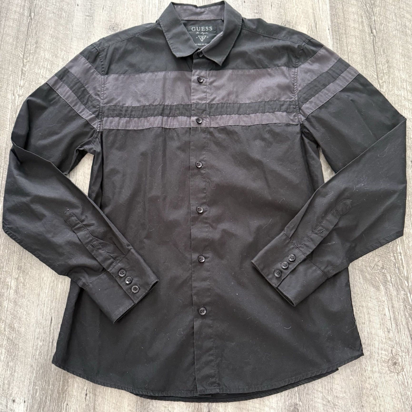 Guess GUESS Shirt Mens M Black Striped Button Up Lightweight Long Sleeve Size US M / EU 48-50 / 2 - 6 Thumbnail