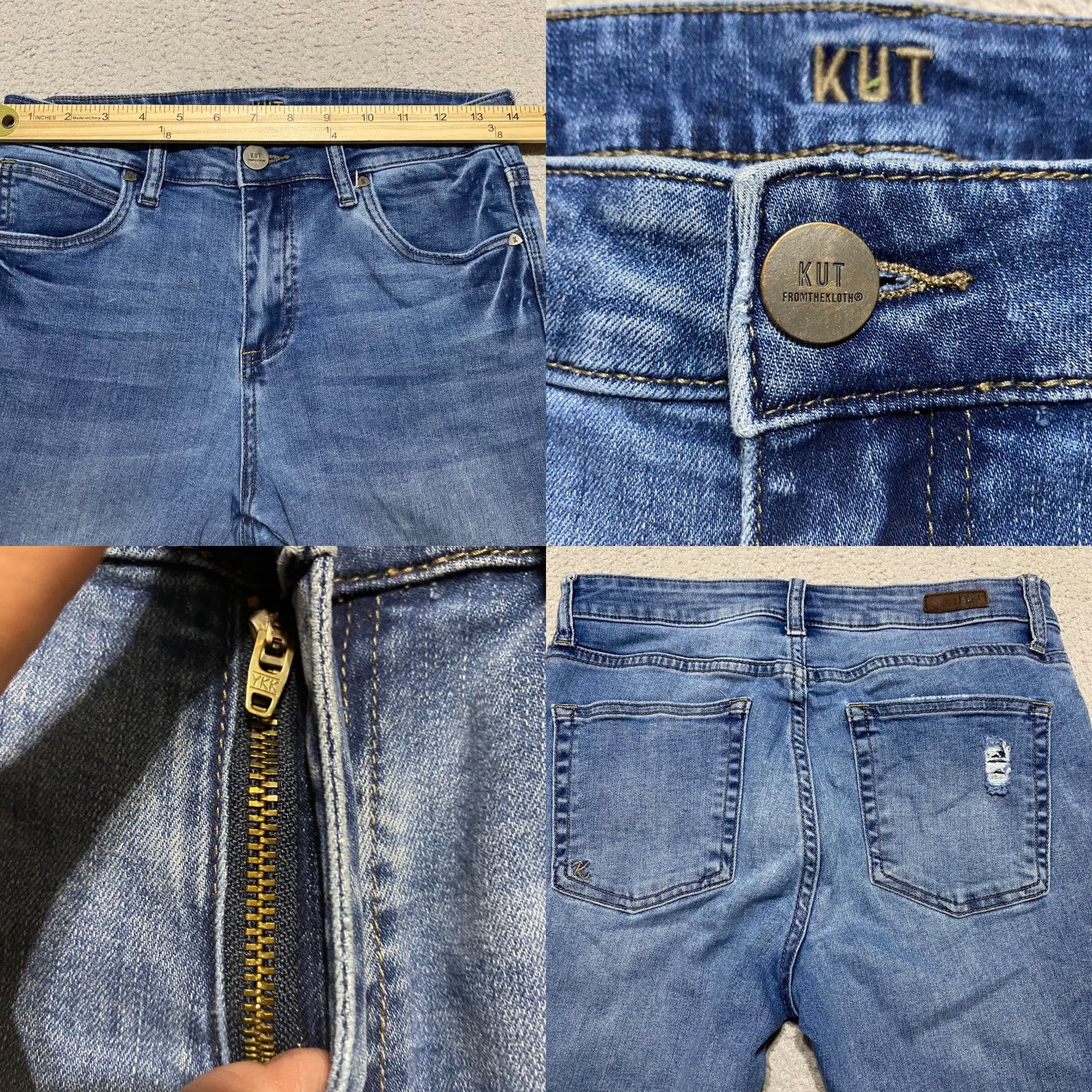 Vintage KUT from the Kloth Womens Jeans Blue Denim High Rise Ankle Slim Straight Leg 6 Size Regular 28in Inseam 5-Pocket Design Womens Size 28" / US 6 / IT 42 - 8 Thumbnail