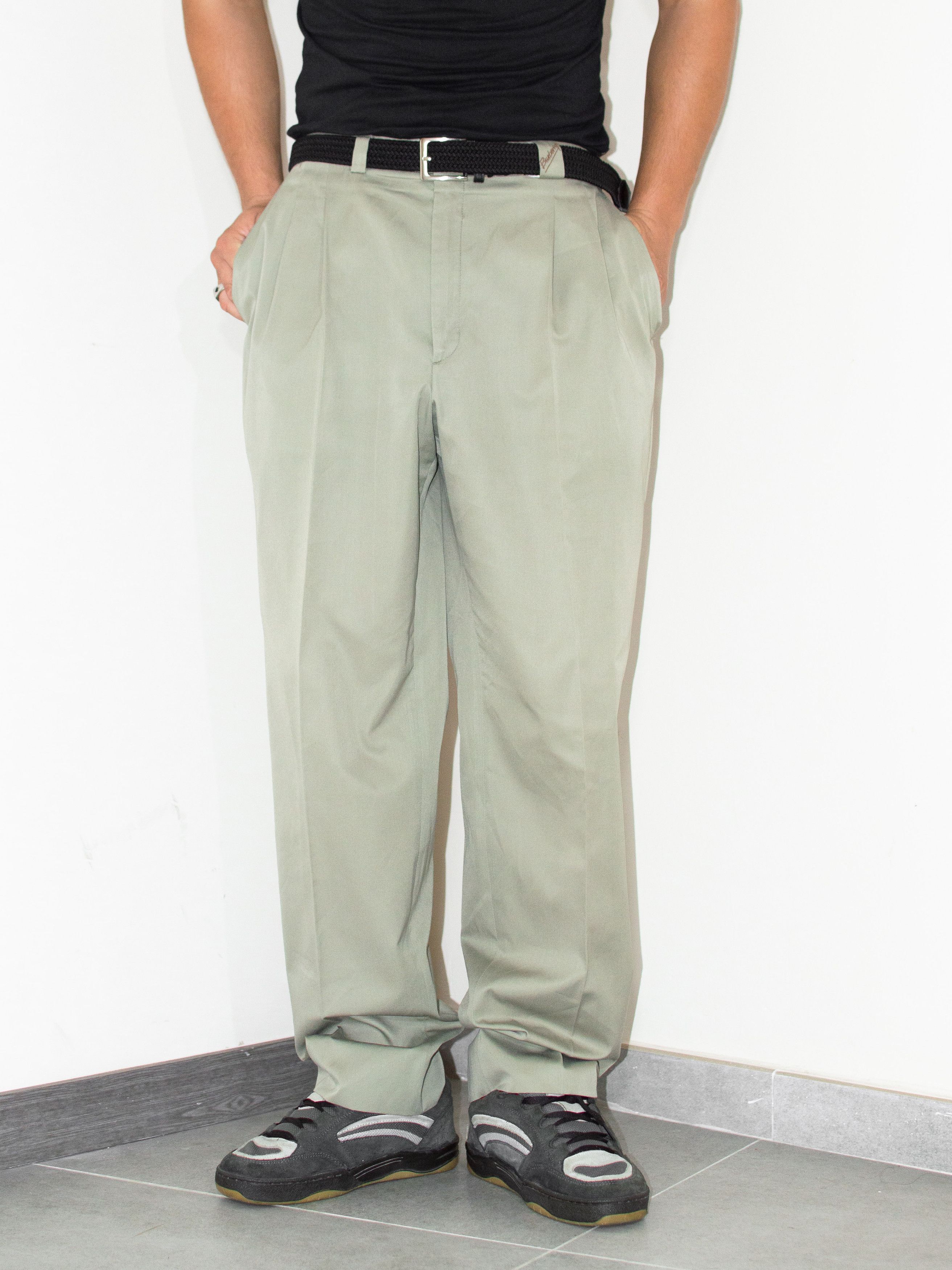 Designer × Vintage 90s Vintage Pleated Wide Relaxed Fit Chino Trousers Size US 36 / EU 52 - 2 Thumbnail