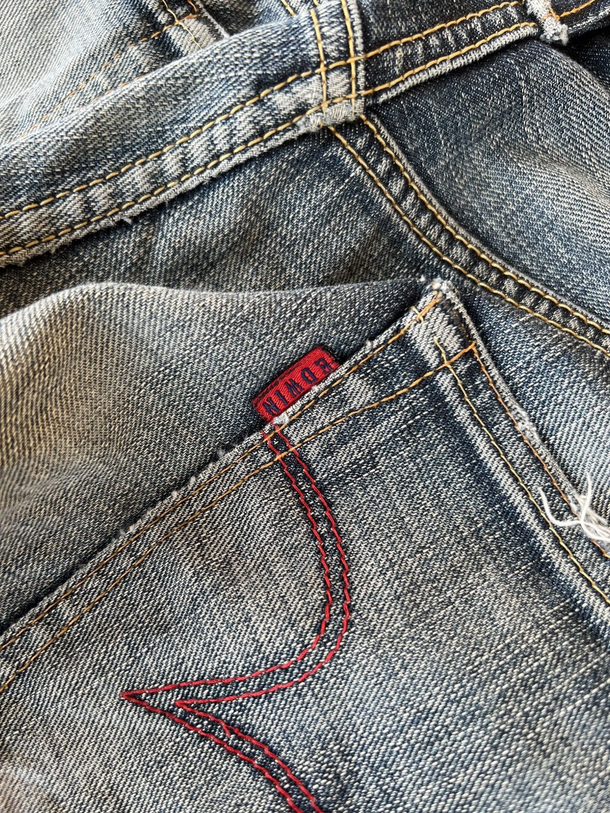 Edwin × Japanese Brand × Jean Vintage Edwin Blue Trip Edgeline Distressed Jean Size US 33 - 17 Thumbnail