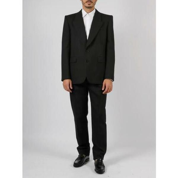 Saint Laurent Paris o1s1wg111124 High-Waisted Pants in Striped Wool in Black Size US 28 / EU 44 - 3 Thumbnail