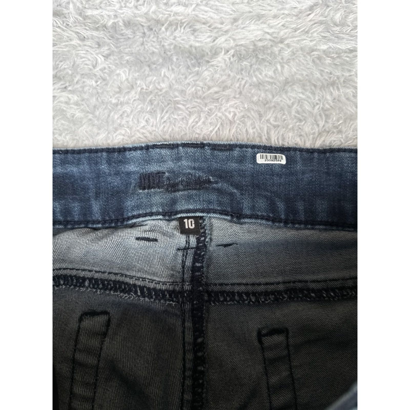 Vintage KUT from the Kloth Jeans Women's 10 Blue Denim Mid Rise Boot 30x28 Regular Stretch Distressed Embroidered Logo Size 27" / US 4 / IT 40 - 6 Thumbnail