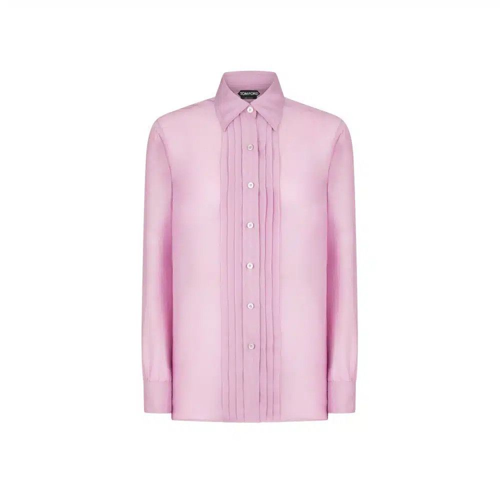 Tom Ford o1loc1c0725 CA3254 Striped Silk Blend Shirt in Pink Size XS / US 0-2 / IT 36-38 - 1 Thumbnail