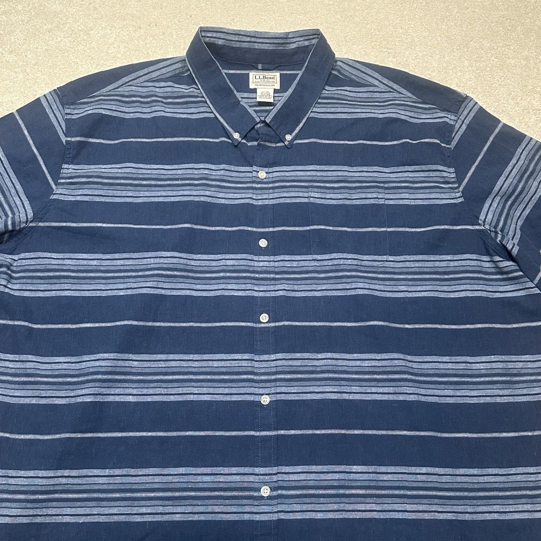 Vintage LL Bean Shirt Mens 3XL Blue Striped Button Up Size US XXL / EU 58 / 5 - 3 Thumbnail