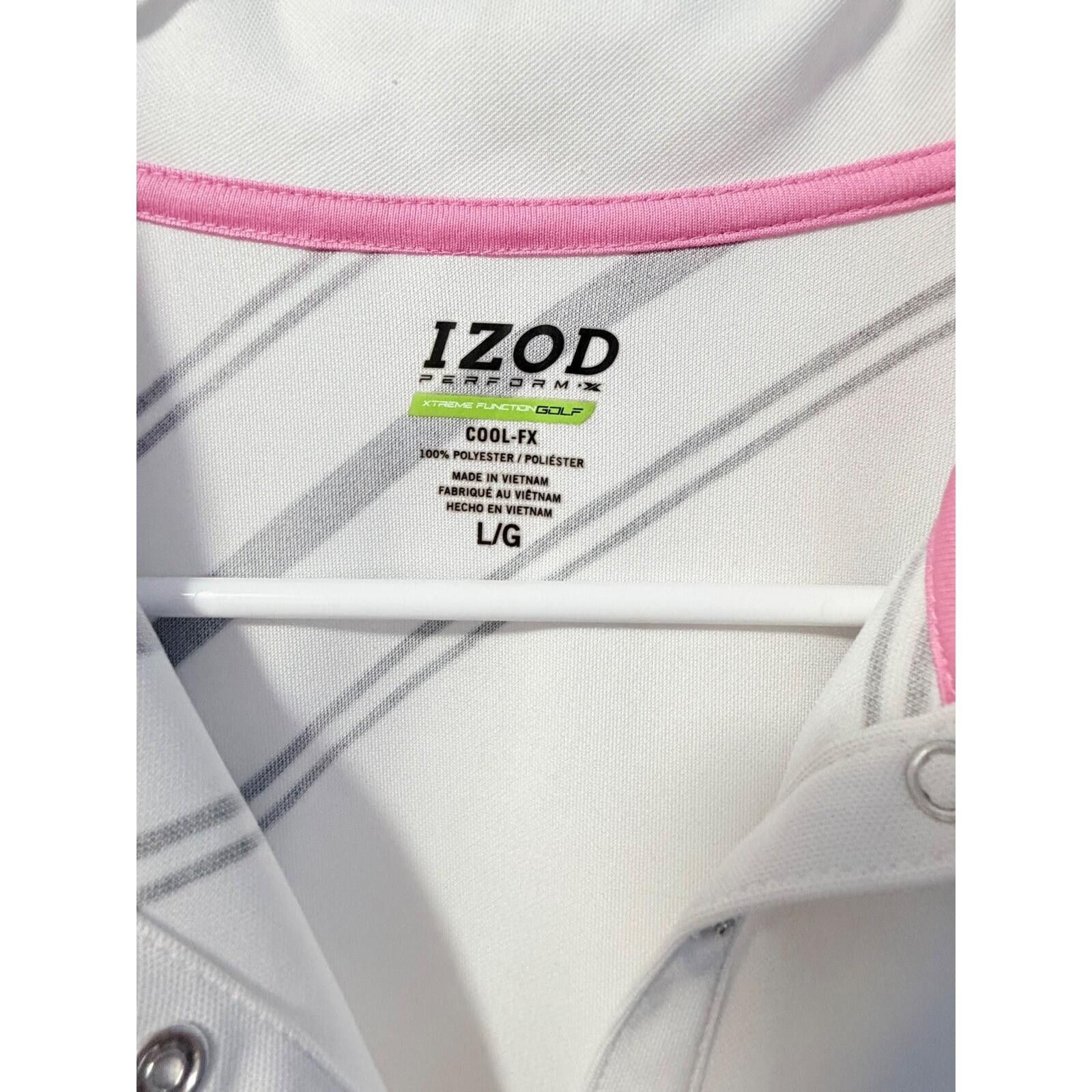 Izod IZOD Golf Polo Womens L White Pink Black Striped Sleeveless Size ONE SIZE - 3 Thumbnail