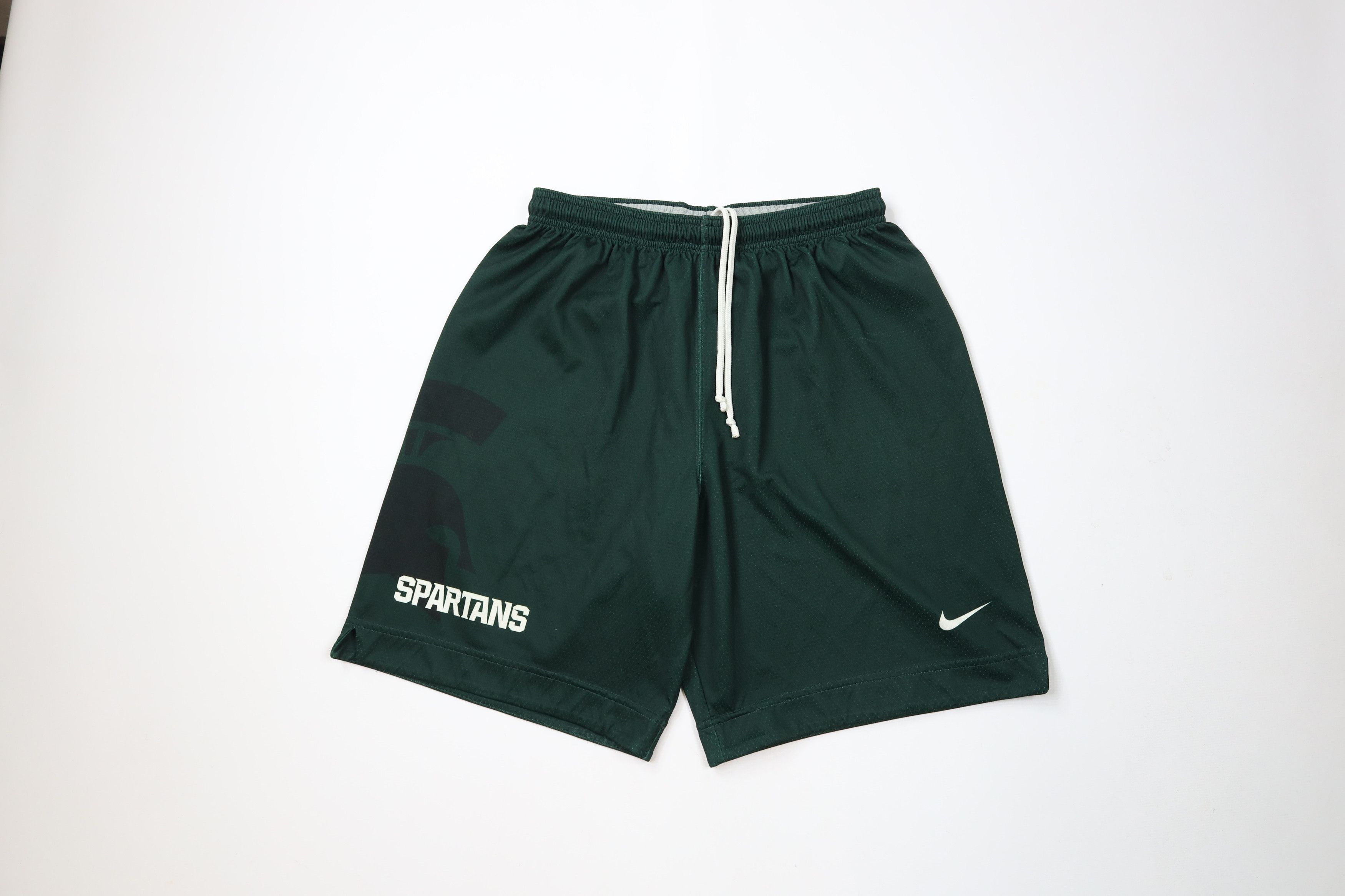 Nike × Vintage Nike Michigan State University Basketball Shorts Green USA Size US 34 / EU 50 - 1 Thumbnail