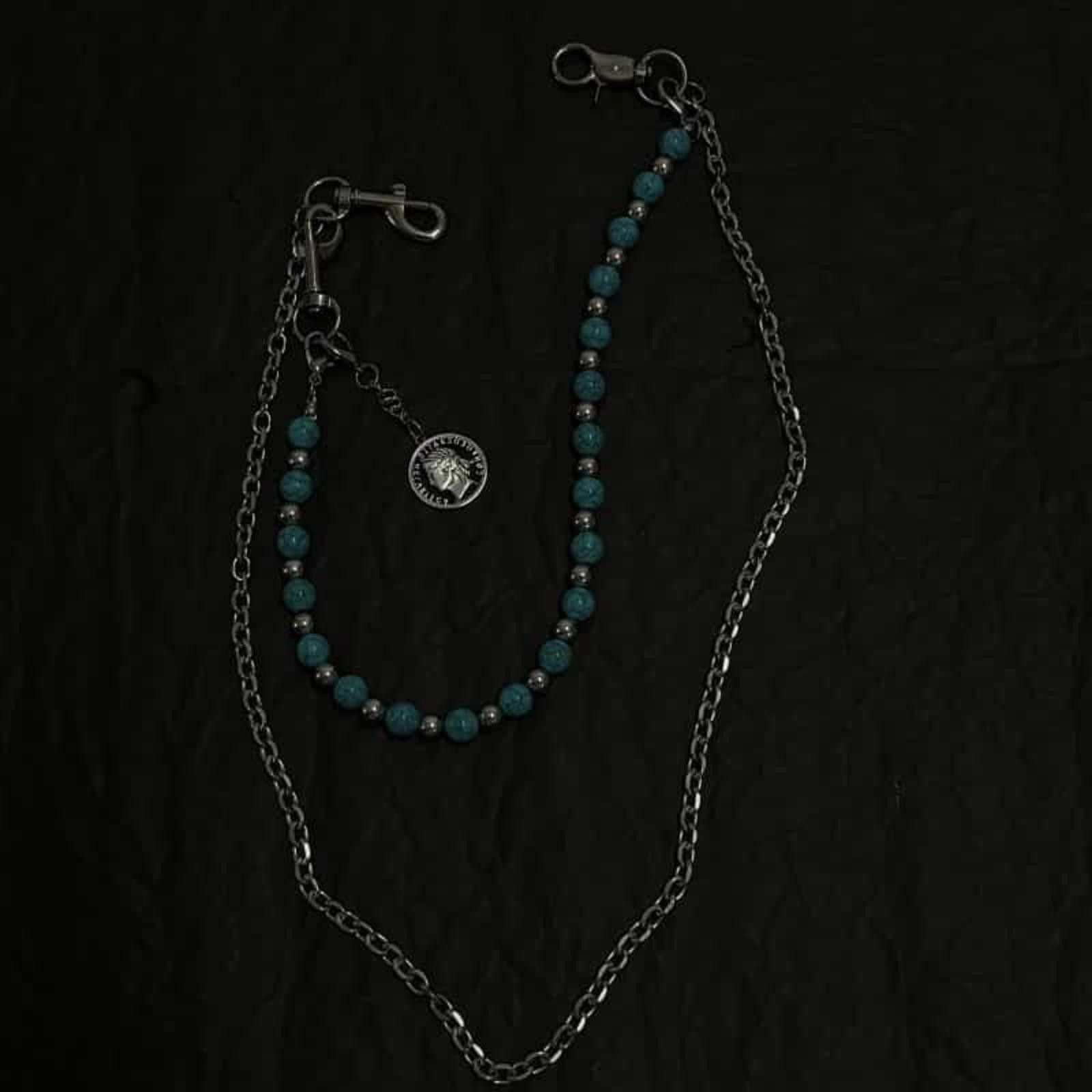 Jewelry Turquoise Beaded Wallet Chain, Pants Chain Size ONE SIZE - 2 Thumbnail