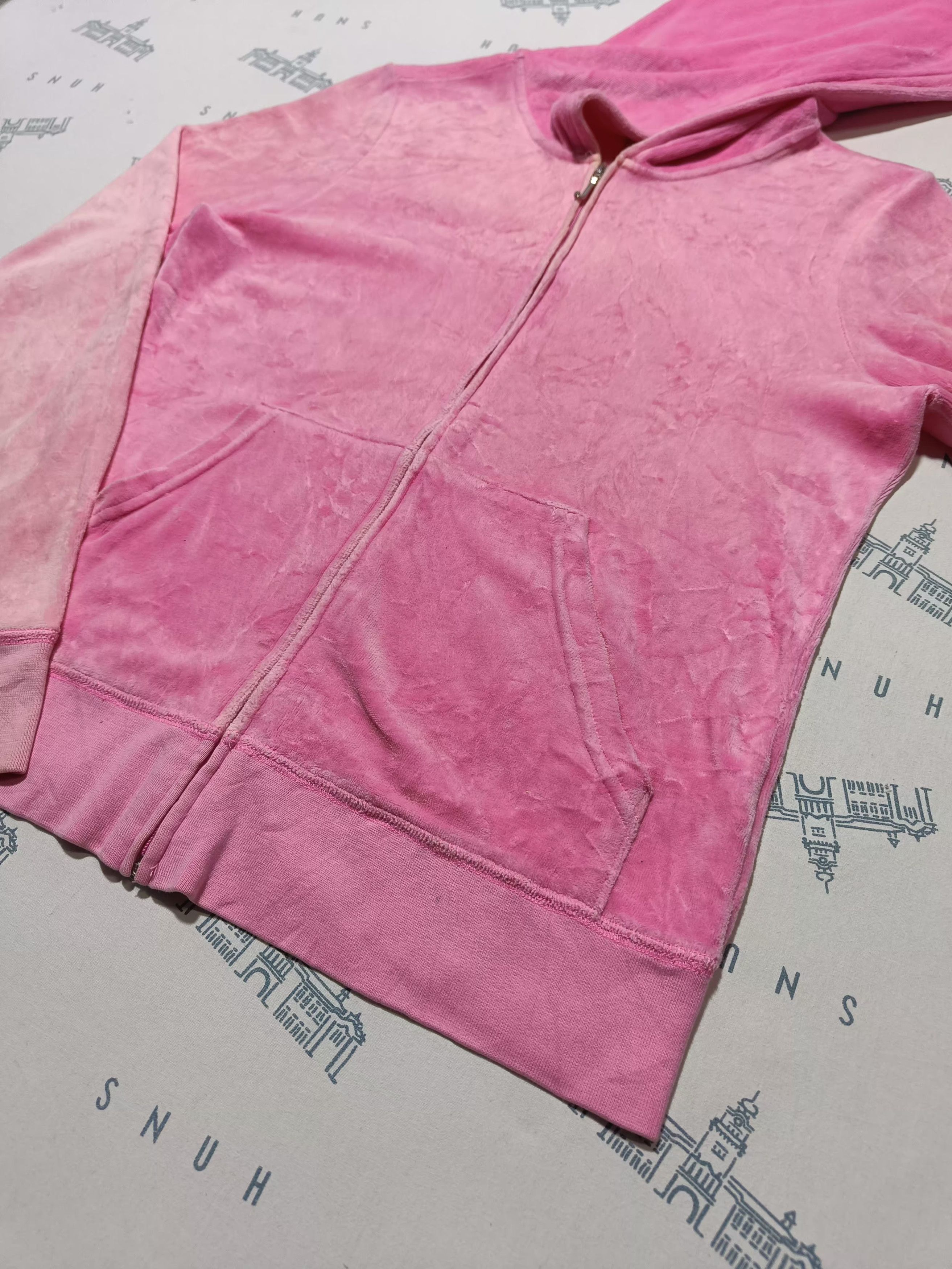 Juicy Couture Vintage JUICY COUTURE Pink Velvet Zipper Hoodie Size L / US 10 / IT 46 - 8 Thumbnail