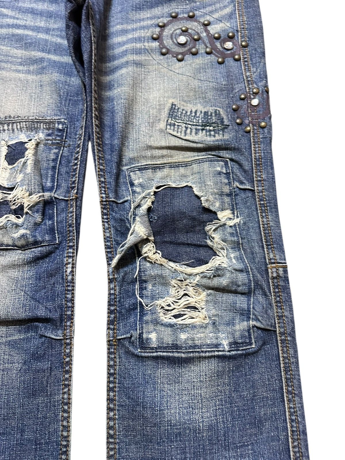 POST ARCHIVE FACTION (PAF) Vintage Global Work Studded Bondage Punk Denim Size US 31 - 6 Thumbnail