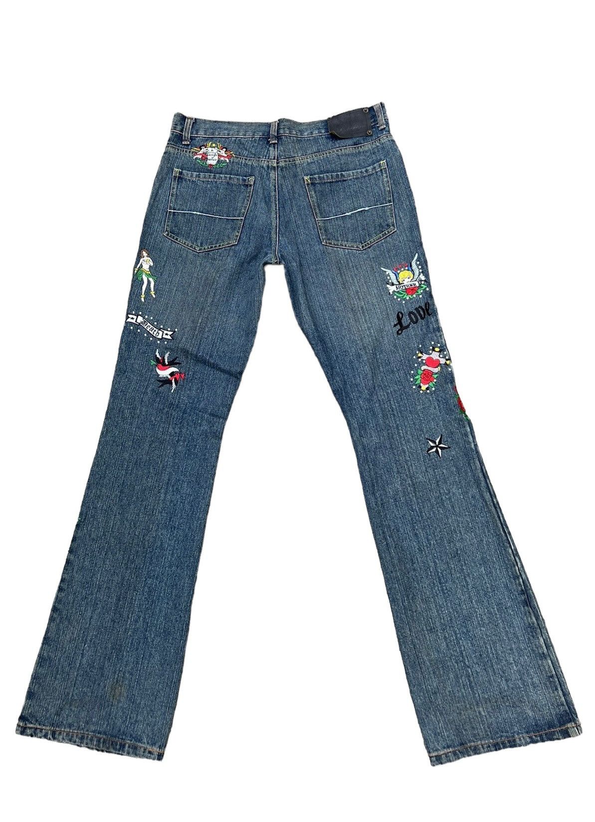 Vintage Semantic Design Japan Embroidery Denim Flare Jeans Size US 31 - 2 Thumbnail