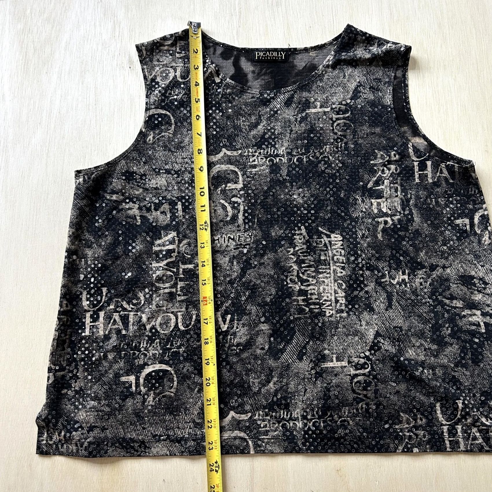 Vintage Picadilly Fashions Tank Top Womens Large Black Sequin Scoop Neck Sleeveless Size L / US 10 / IT 46 - 4 Thumbnail