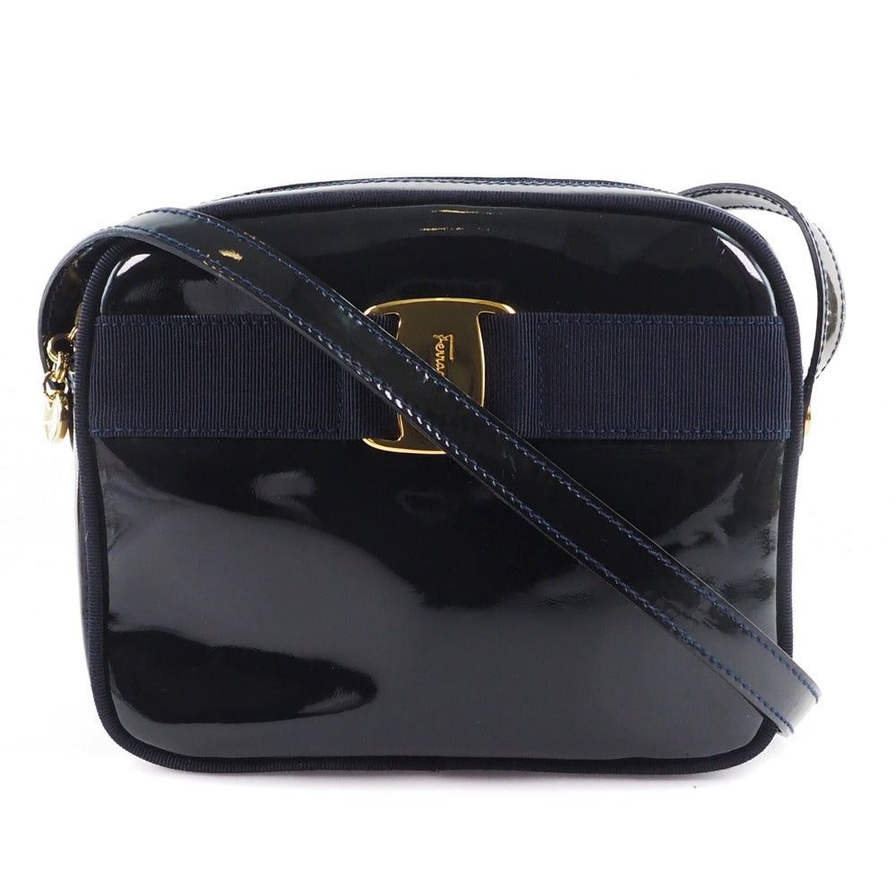 Salvatore Ferragamo Vala Black Patent Leather Shoulder Bag (Pre-Owned) Size ONE SIZE - 1 Thumbnail