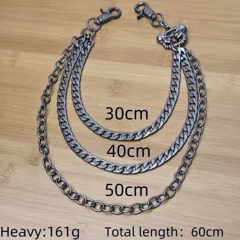Jewelry Three Layers Double Skull Head Punk Chain Pants Size ONE SIZE - 10 Thumbnail