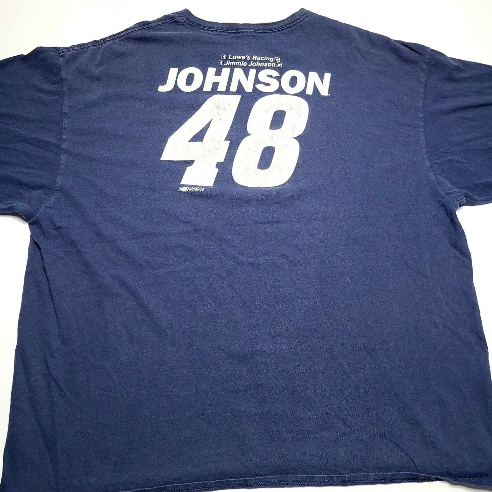 NASCAR Jimmie Johnson #48 Hendrick Motorsports Double-Sided T-Shirt 3XL Distressed Mens Blue Crew Neck Short Sleeve Nascar Size US XXL / EU 58 / 5 - 2 Thumbnail