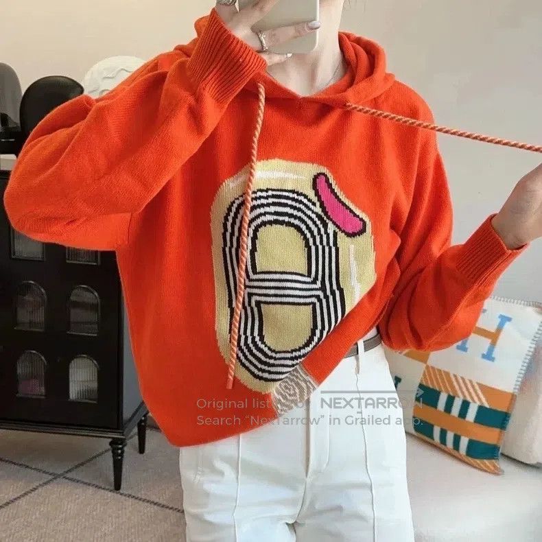 Hermes Hermes Orange Cashmere Knit Loose Sweatshirt Size XS / US 0-2 / IT 36-38 - 1 Thumbnail