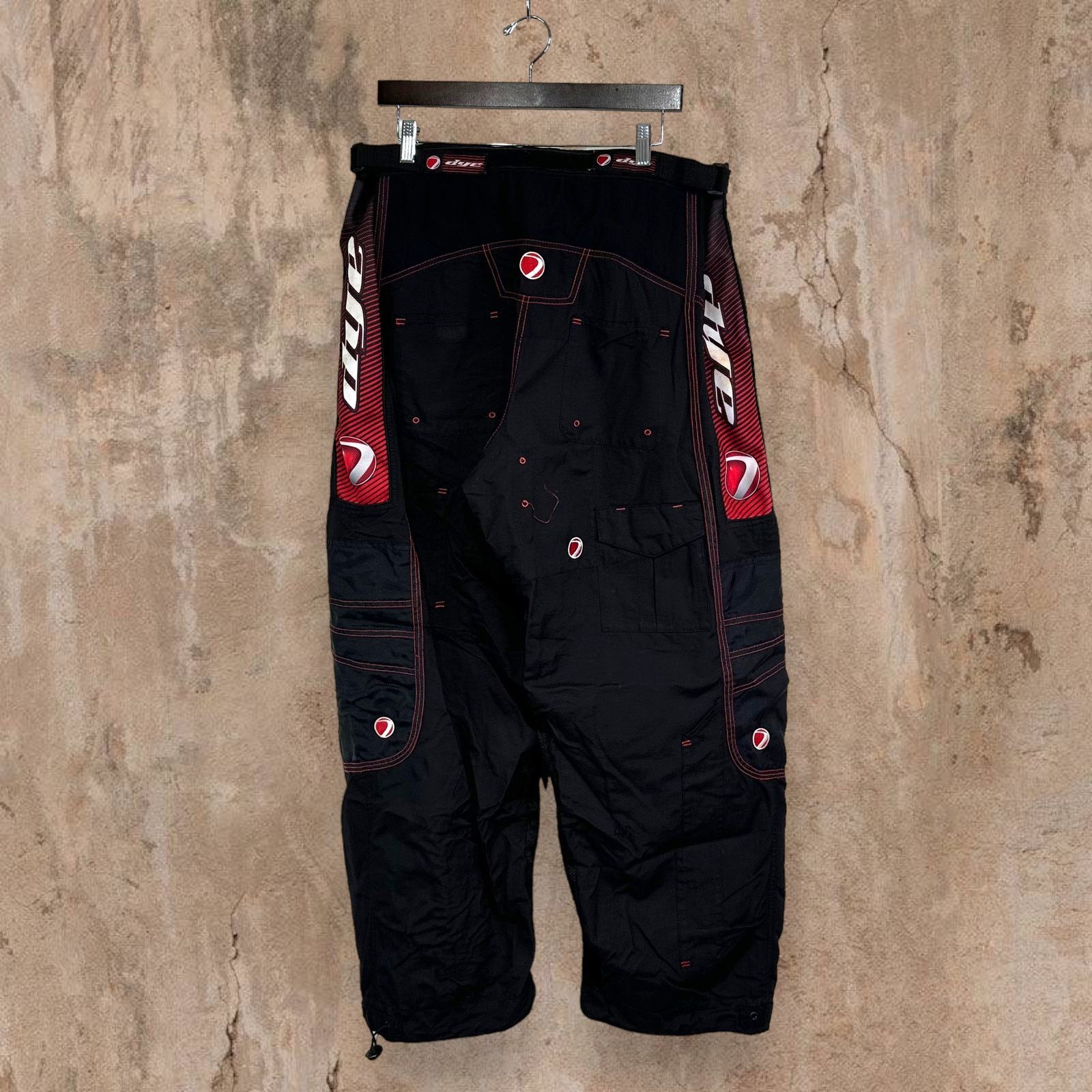 image of Vintage Motocross Pants Black Polyester Red Logo Baggy 90S, Men's (Size 36)