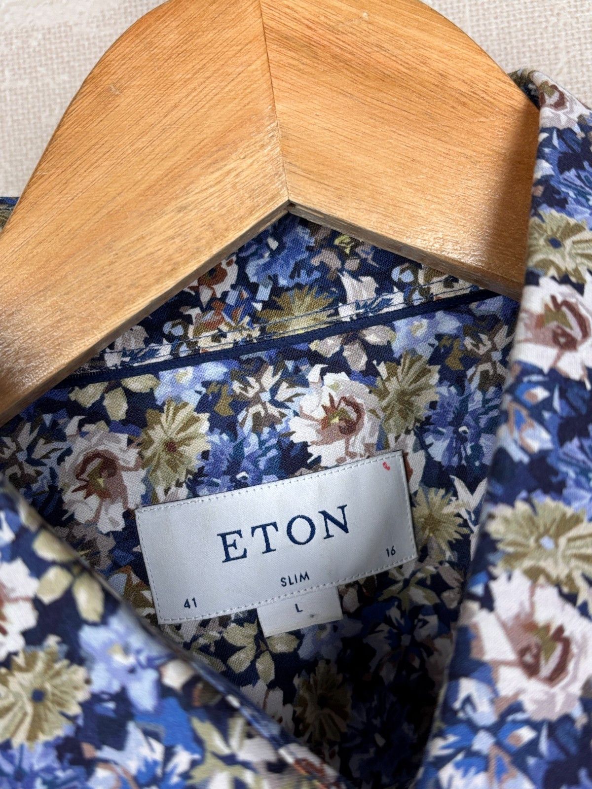 Eton Eton Floral Long Sleeve Dress Shirt Sz L (41 / 16) Slim Fit Size US L / EU 52-54 / 3 - 5 Thumbnail