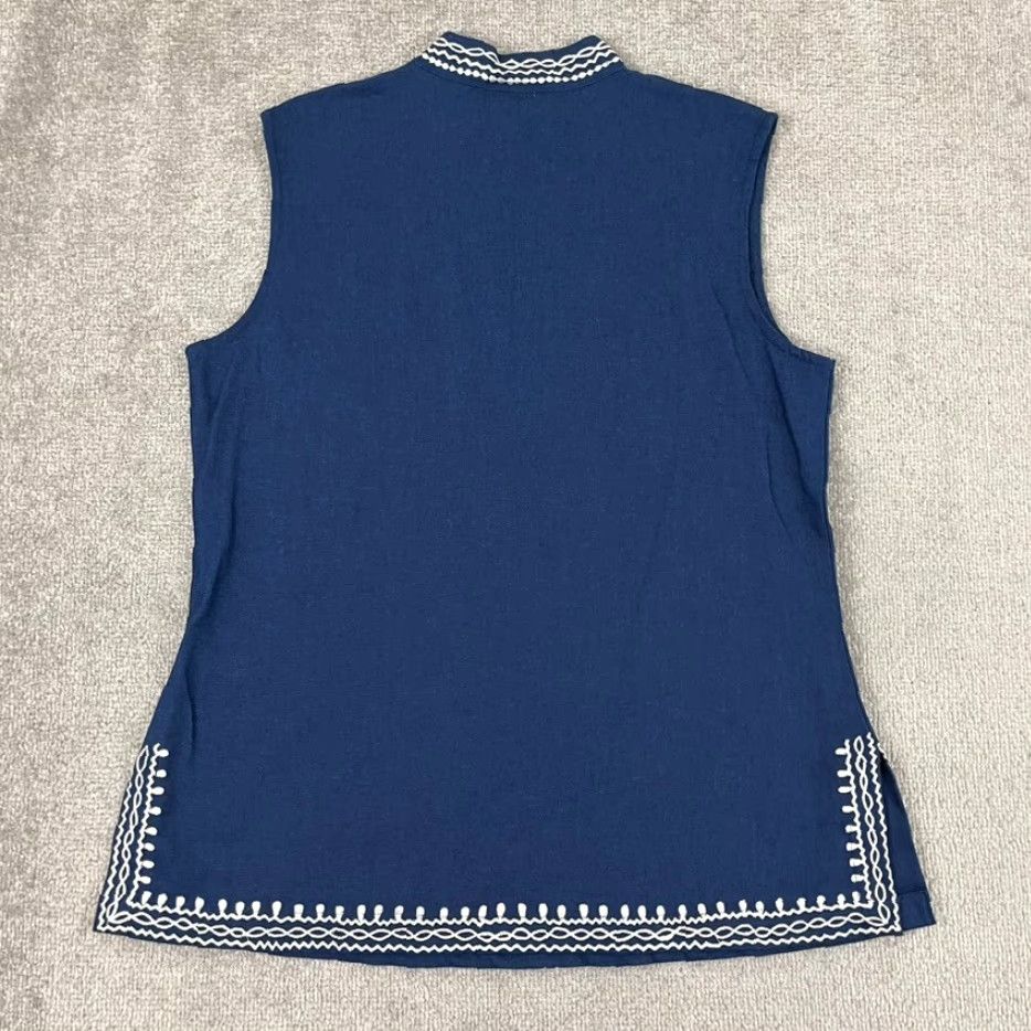 Vintage The Vermont Country Store Blue Tunic Top Womens Large Casual Peasant Blouse Size L / US 10 / IT 46 - 7 Thumbnail