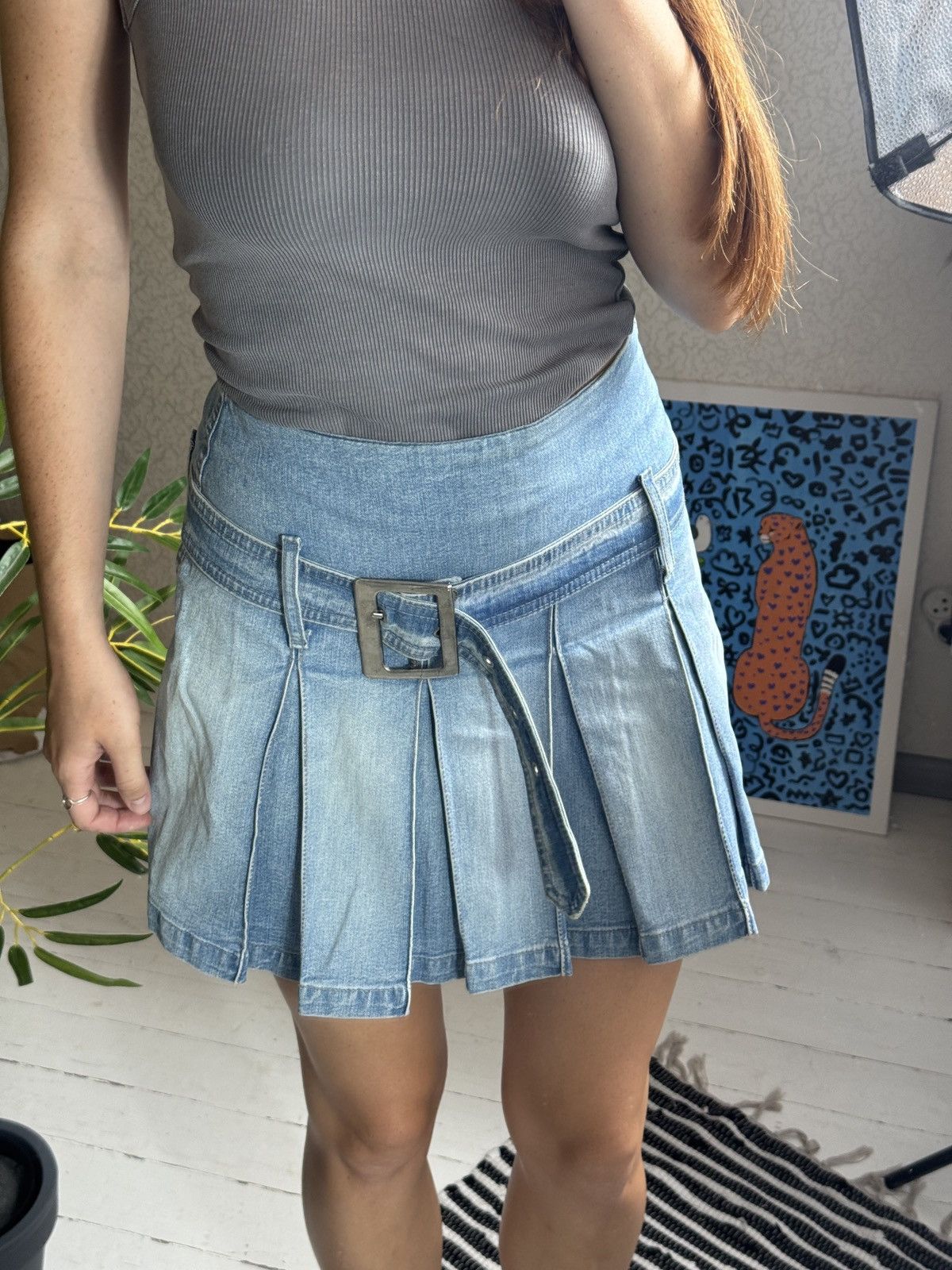 Other VINTAGE PLEATED 2000s WITH BELT MINI SKIRT Size 28" / US 6 / IT 42 - 3 Thumbnail