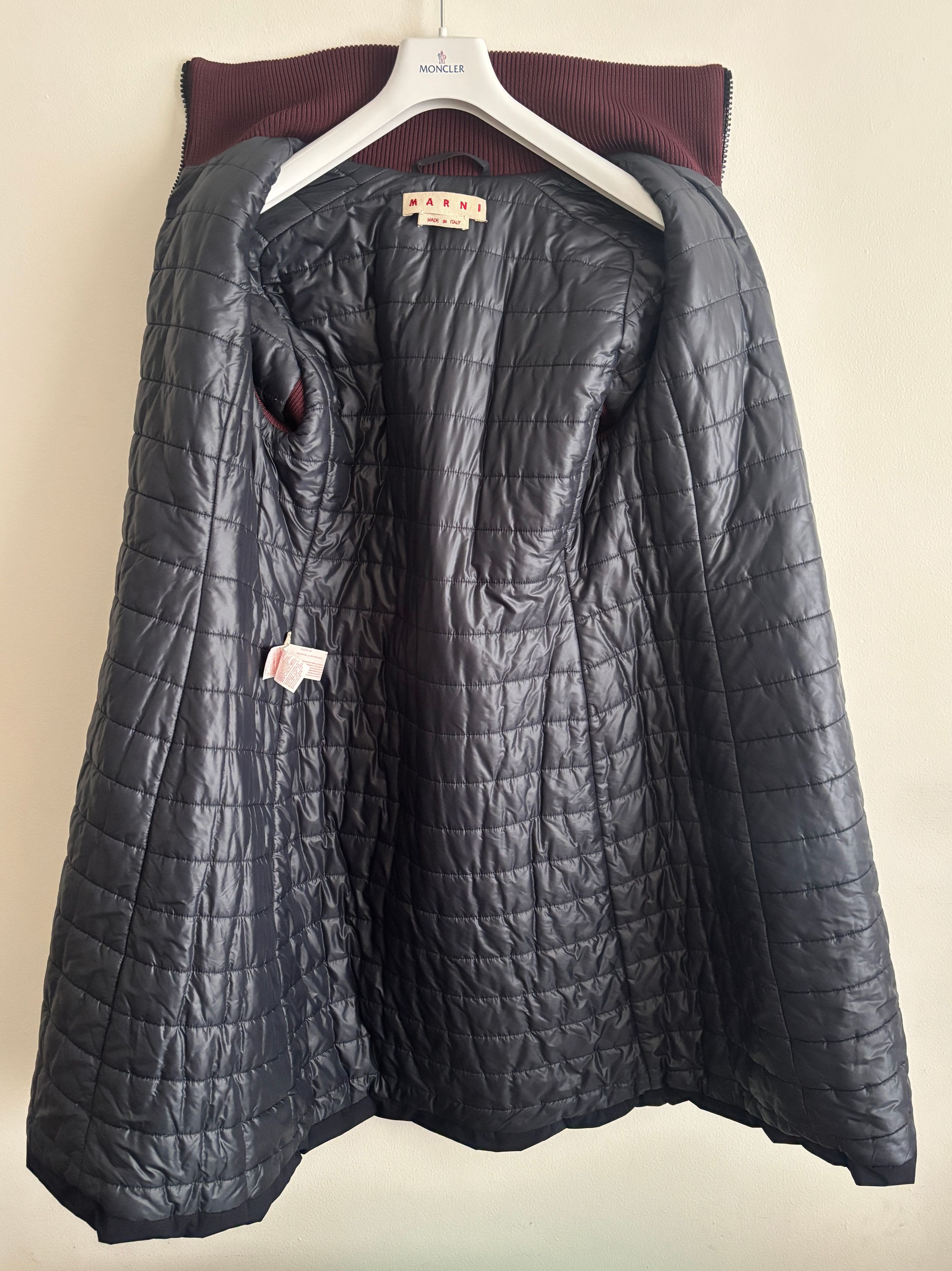 Marni $2160 Navy Burgundy Long Quilted Technical Jacket 42 / 6 Size M / US 6-8 / IT 42-44 - 5 Thumbnail