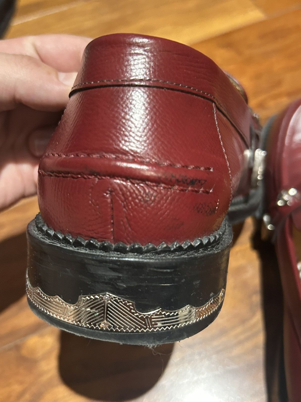 TOGA VIRILIS Burgundy Grained Loafer Size US 11.5 / EU 44-45 - 2 Thumbnail