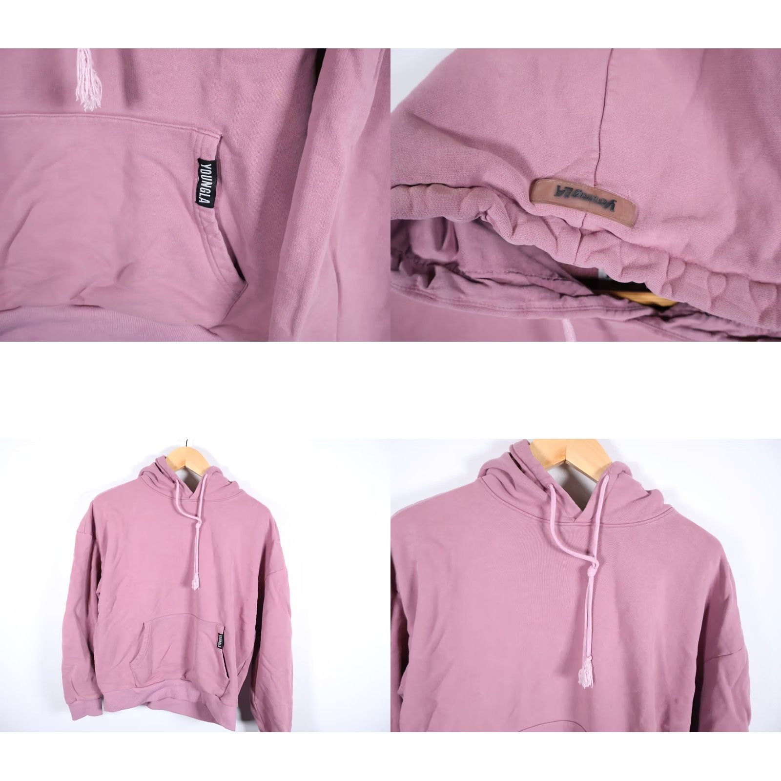 YoungLA Young LA French Terry Hoodie Mens Large Mauve Purple Drawstring Sweatshirt - Vintage Condition Size US L / EU 52-54 / 3 - 9 Thumbnail